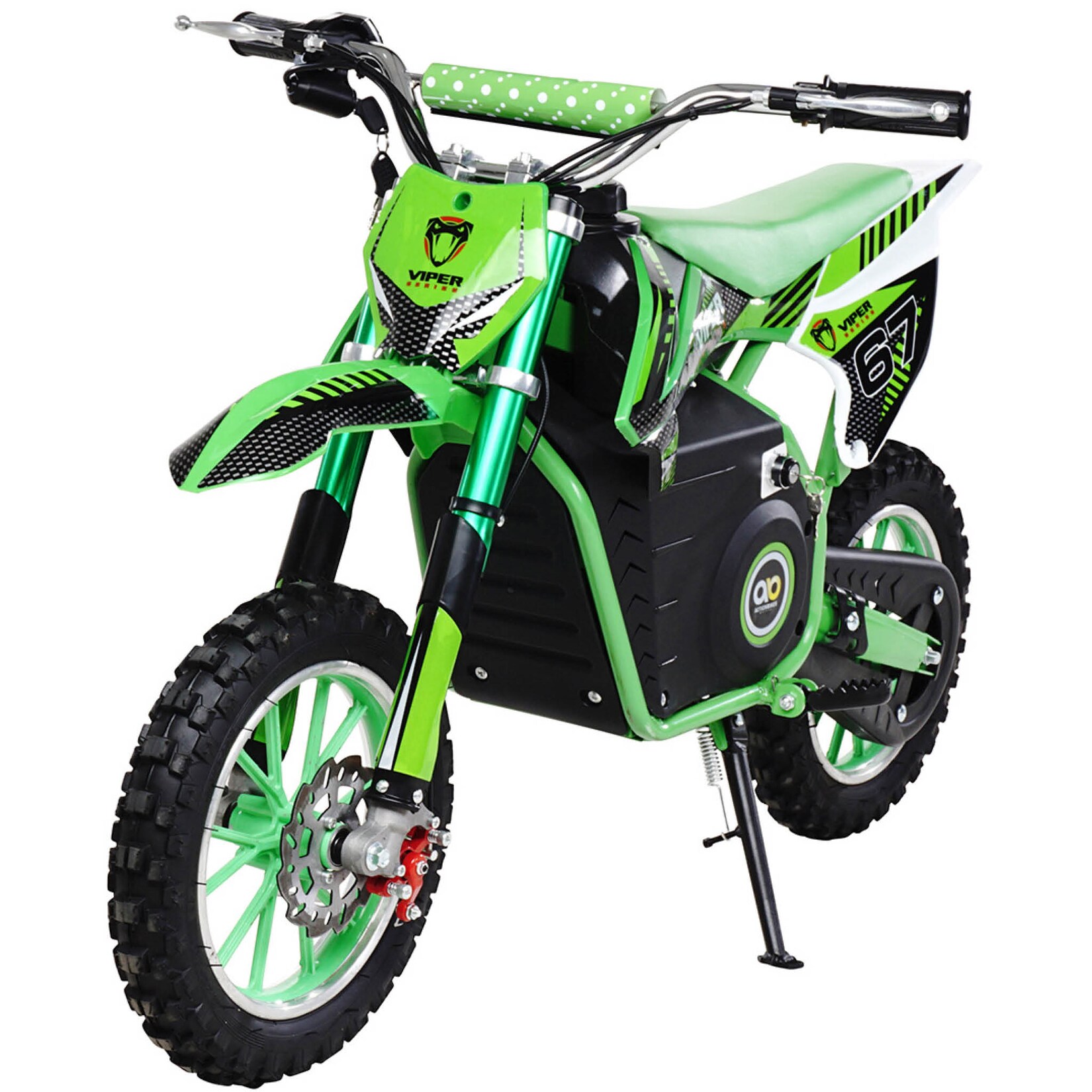 Kinder-Crossbike Viper, Elektro-Kindermotorrad, 1000 Watt, bis 24 km/h, Scheibenbremsen, ab 8 Jahren (Grün)