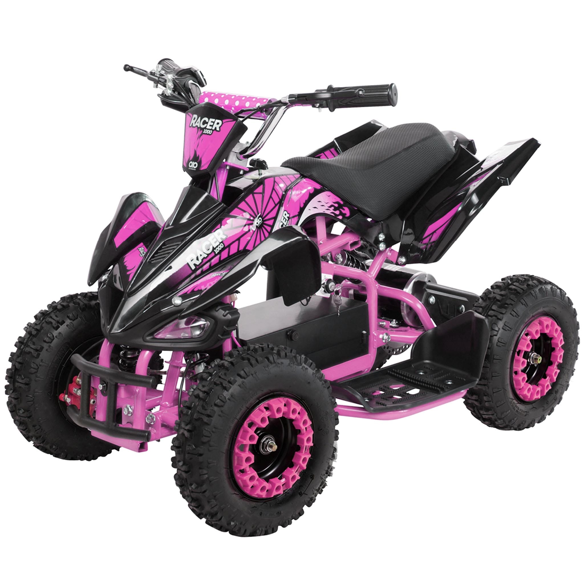 Kinderquad Racer 1000, Pocket-Quad mit 1000 Watt Elektromotor, 3 Batterien, Sto&szlig;d&auml;mpfer, bis 24 km/h (Schwarz/Pink) - Bild 1