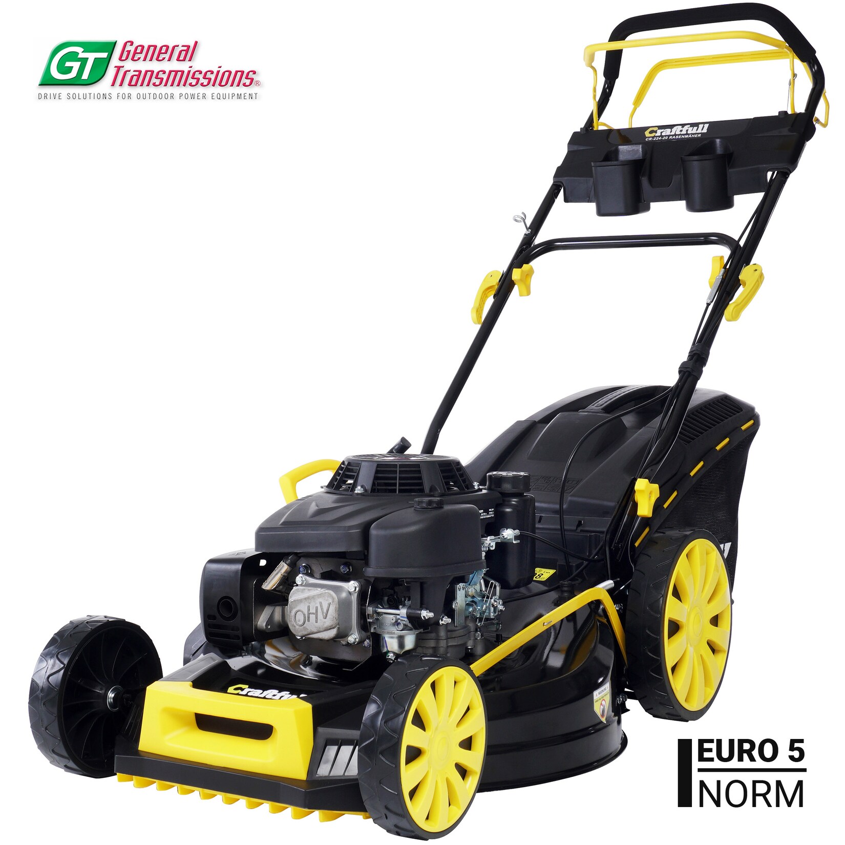 Craftfull Premium Benzin-Rasenmäher CR-224-20, 5in1, 224cc-Motor, 5,2 kW, GT-Markengetriebe, Euro 5 | 04056551079817
