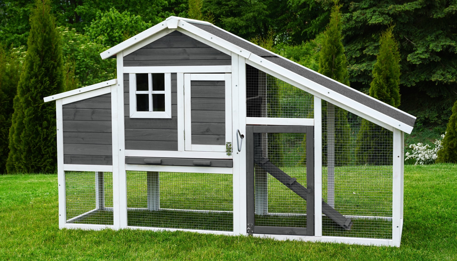 MyAnimal H&uuml;hnerstall f&uuml;r 4 H&uuml;hner MH-32 mit Eiablage, H&uuml;hnerhaus schutzimpr&auml;gniert, Dach abnehmbar (Grau 2.0) - Bild 1