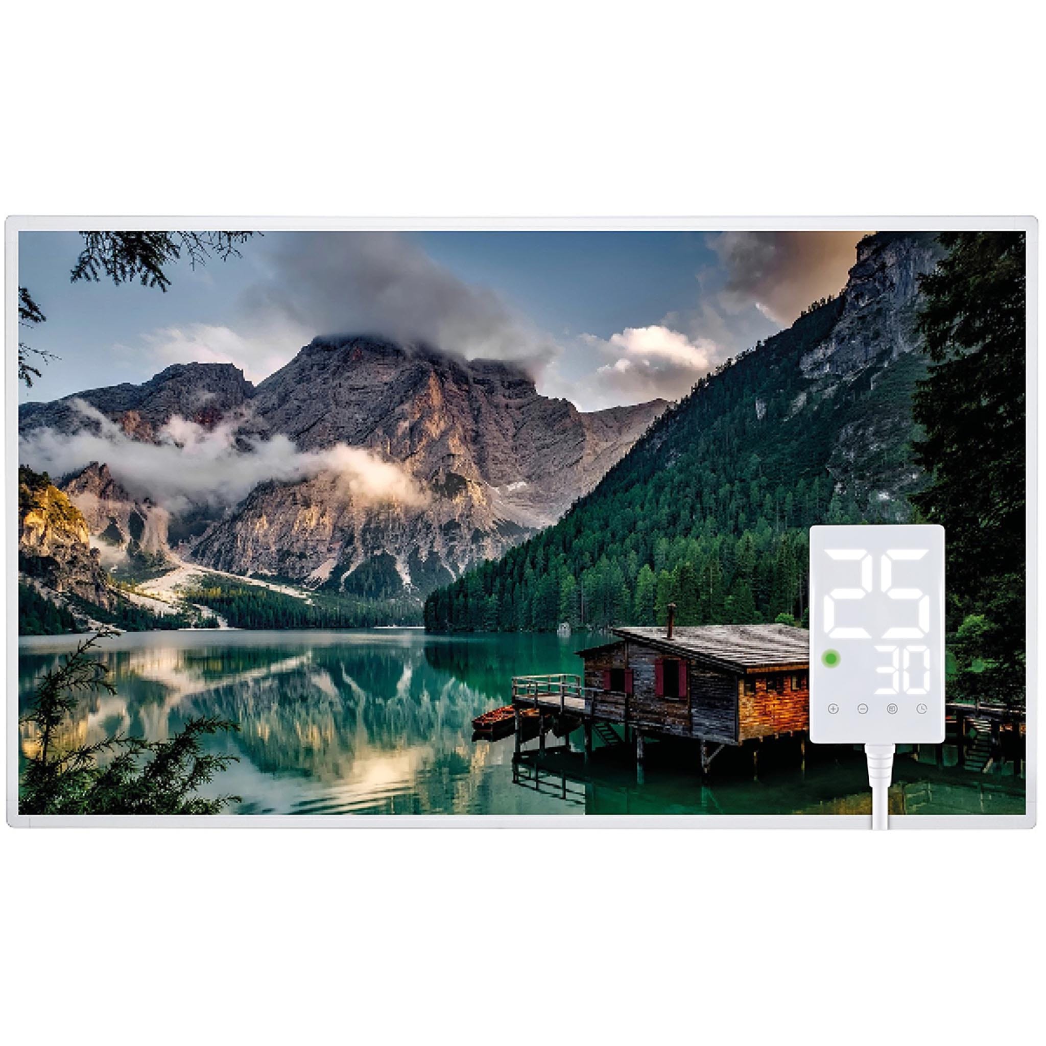 Heidenfeld Infrarotheizung HF-HP105, mit Bild, 16 Motive, 10 J. Garantie, Thermostat, Wandmontage (600 Watt, Bergsee) - Bild 1