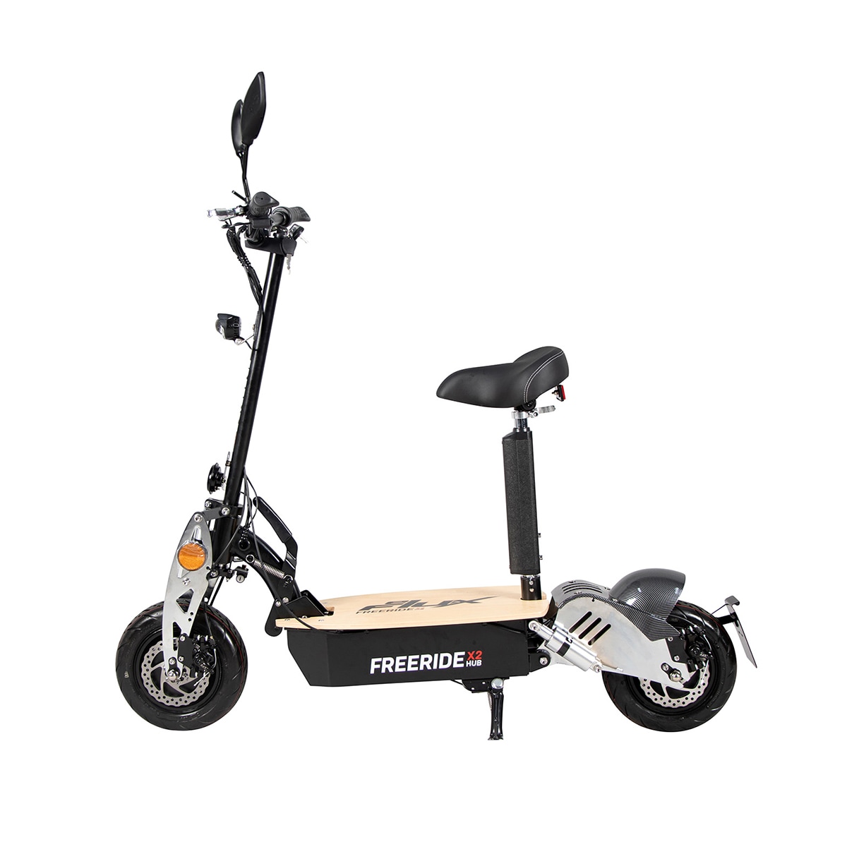 eFlux Freeride X2, E-Scooter mit Stra&szlig;enzulassung, Hub-Version, Sitz, 2500 Watt, 45 km/h, Easy-Fold (Schwarz) - Bild 1