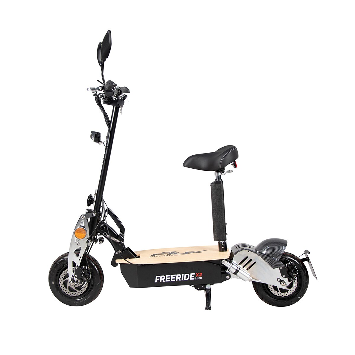 eFlux Freeride X2, E-Scooter mit Straßenzulassung, Hub-Version, Sitz, 2500 Watt, 45 km/h, Easy-Fold (Schwarz)