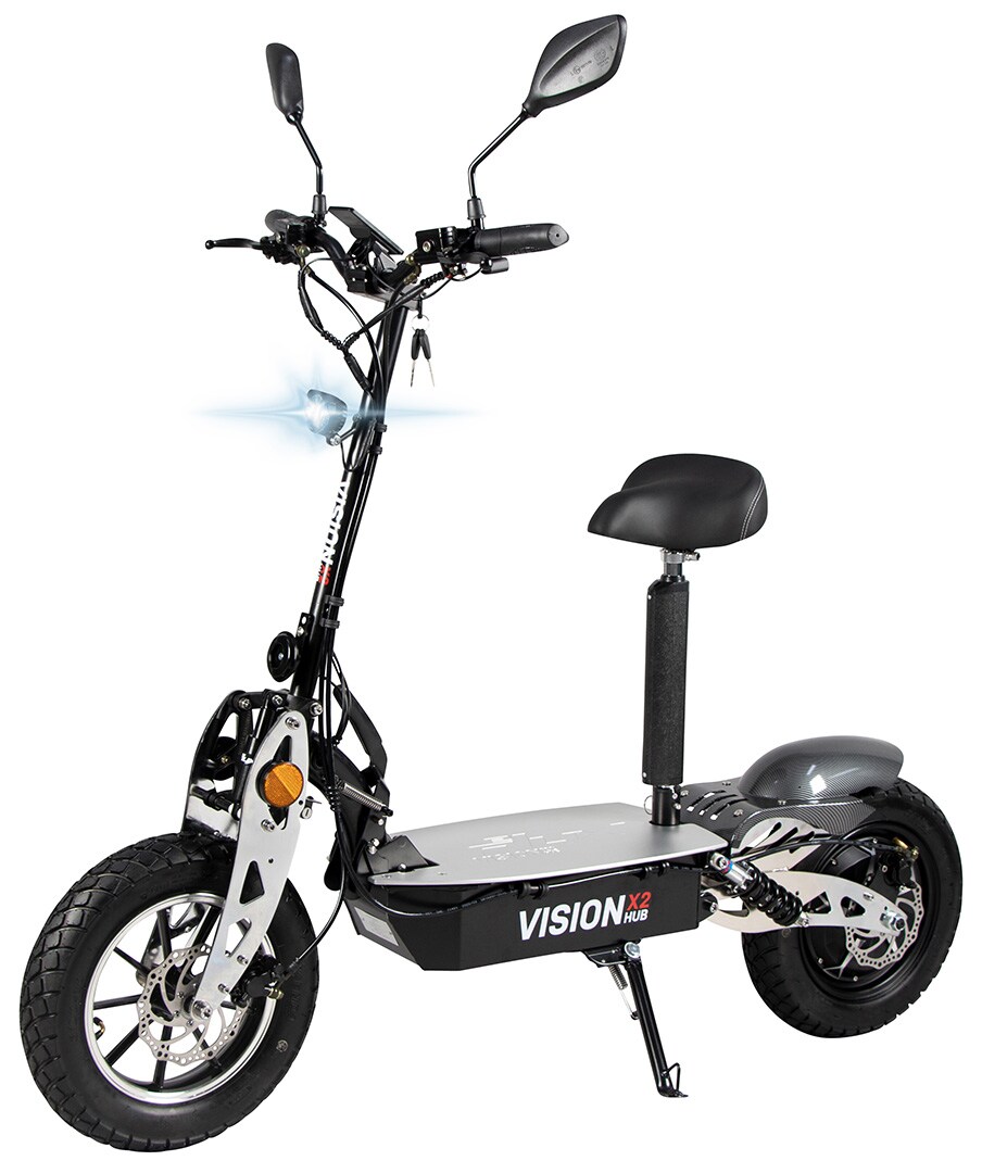 eFlux Vision X2, E-Scooter mit Stra&szlig;enzulassung und Sitz, bis 45km/h, 1500 Watt, Scheibenbremsen, LED (Schwarz) - Bild 1