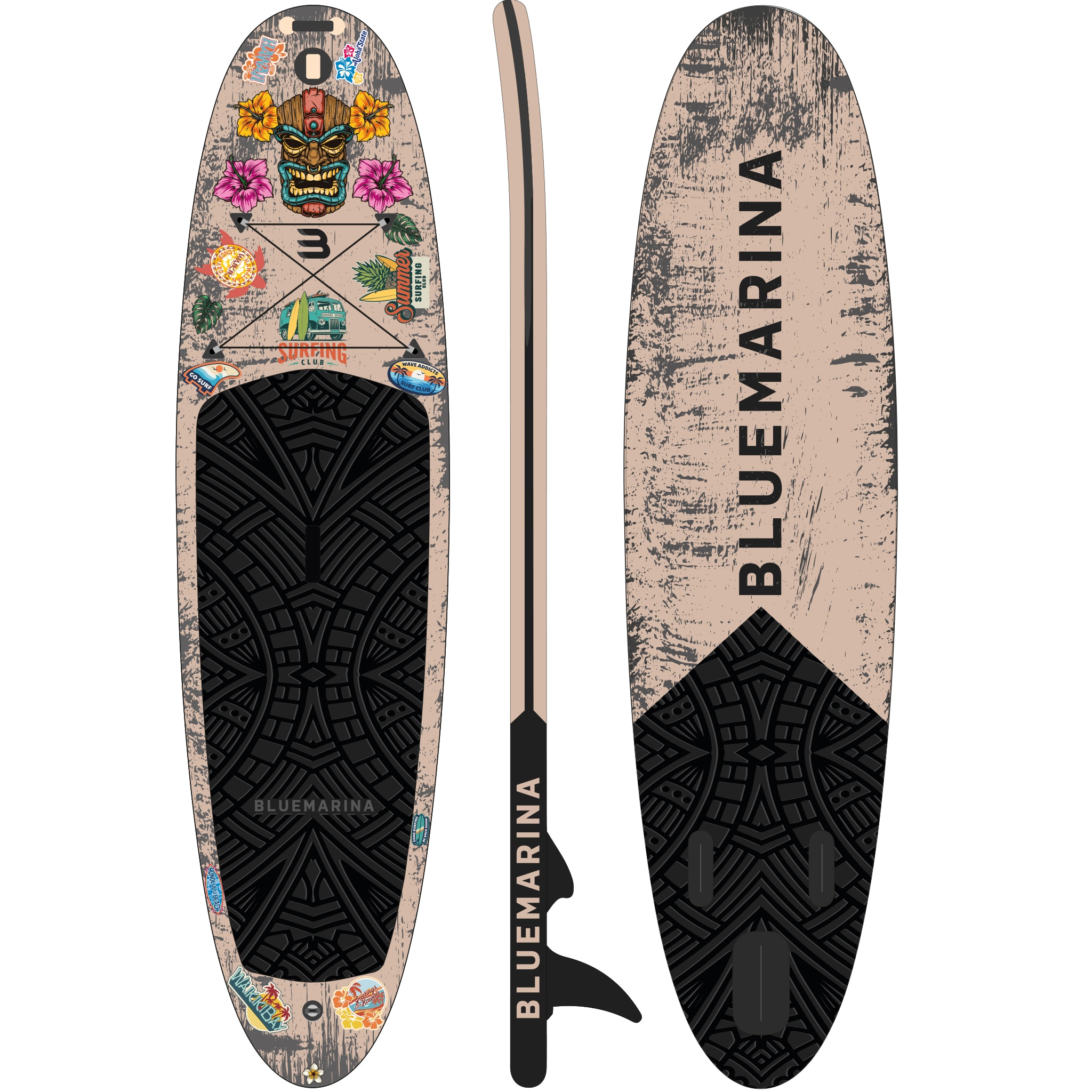 Bluemarina SUP Board Ariki, Stand Up Paddle aufblasbar mit Paddel, Pumpe, Rucksack, 5J Garantie (Tiki, 325x86x16,5cm / 10'8") - Bild 1