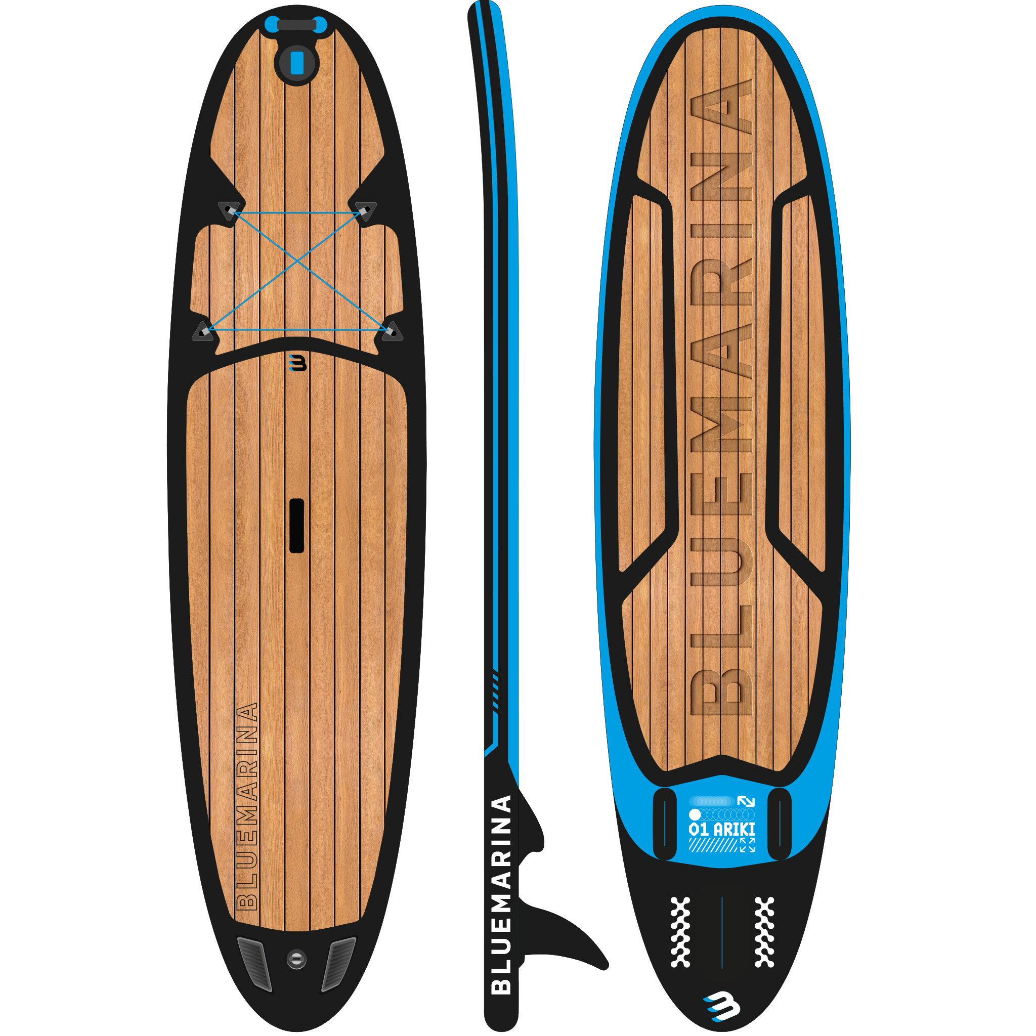 Bluemarina SUP Board Ariki, Stand Up Paddle aufblasbar mit Paddel, Pumpe, Rucksack, 5J Garantie (Black Yacht, 325x86x16,5cm / 10'8") - Bild 1
