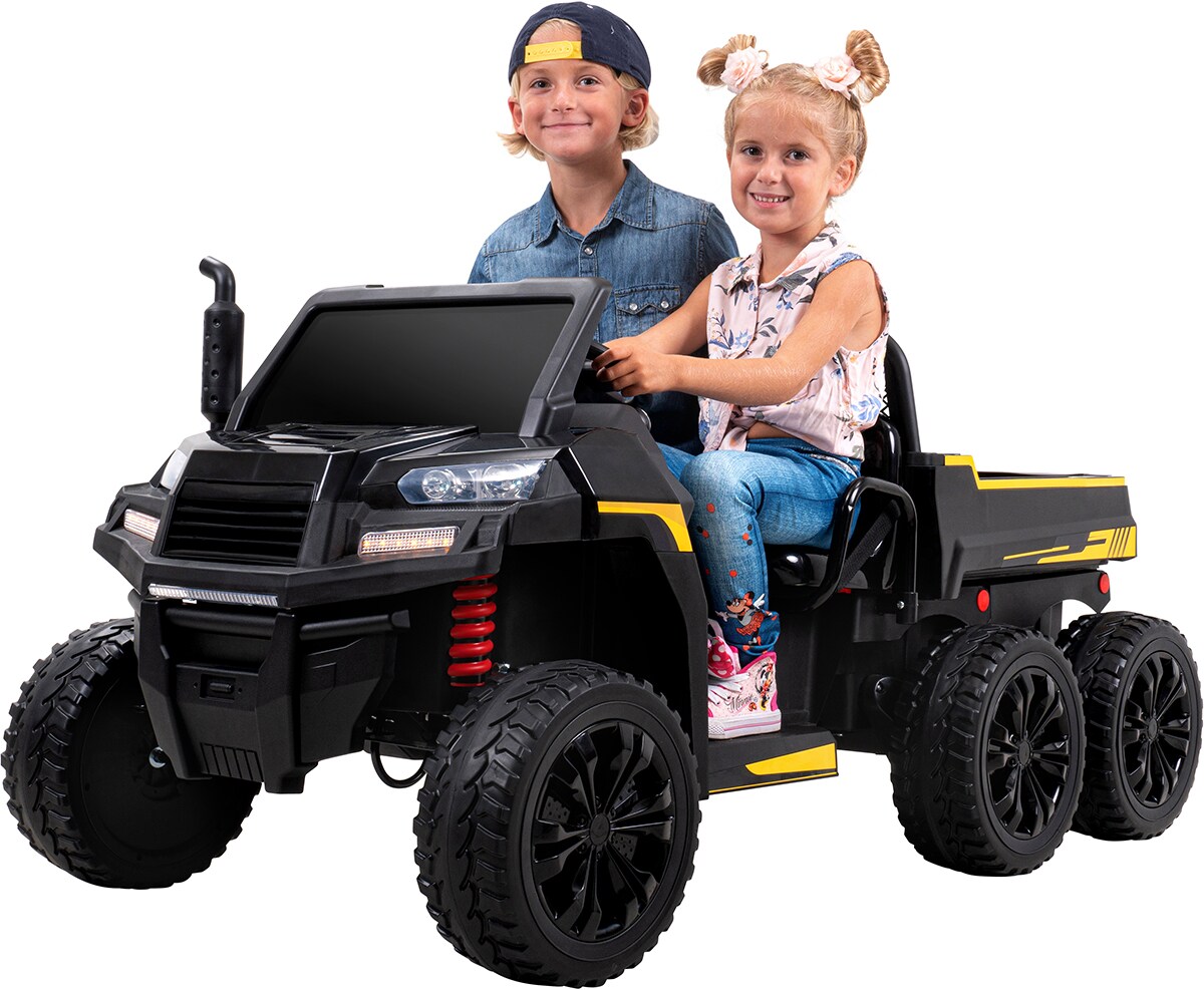 UTV-Kinder-Elektroauto A730 mit 6×4 Vierradantrieb, 2-Sitzer, Kippmulde, Fernbedienung, EVA-Reifen (Schwarz) | 04056551139221