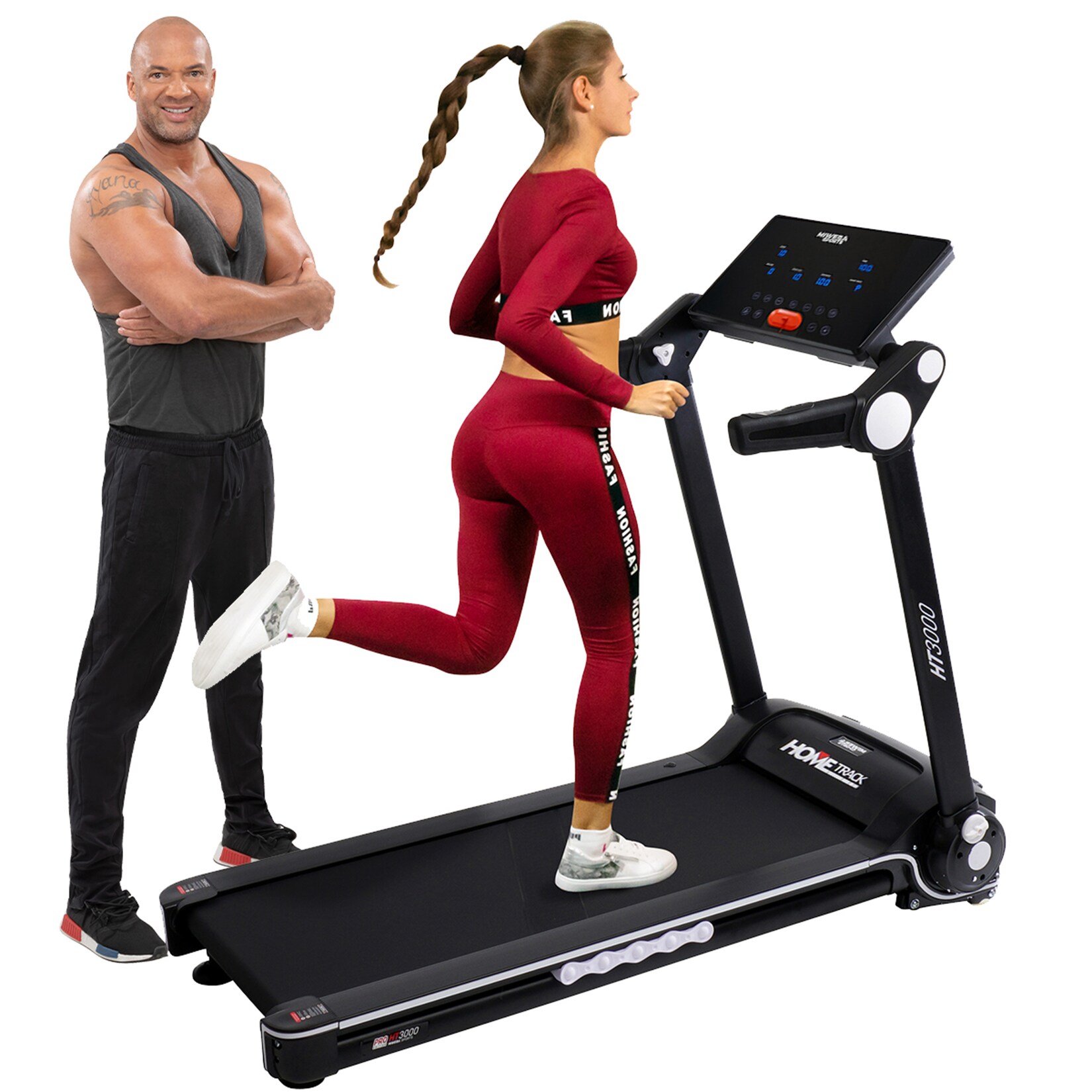 Miweba Sports Laufband Home Track HT3000, mit Steigung, 1300 Watt, 1-16 km/h, 12 Programme, klappbar (2.0, Schwarz/Weiß)