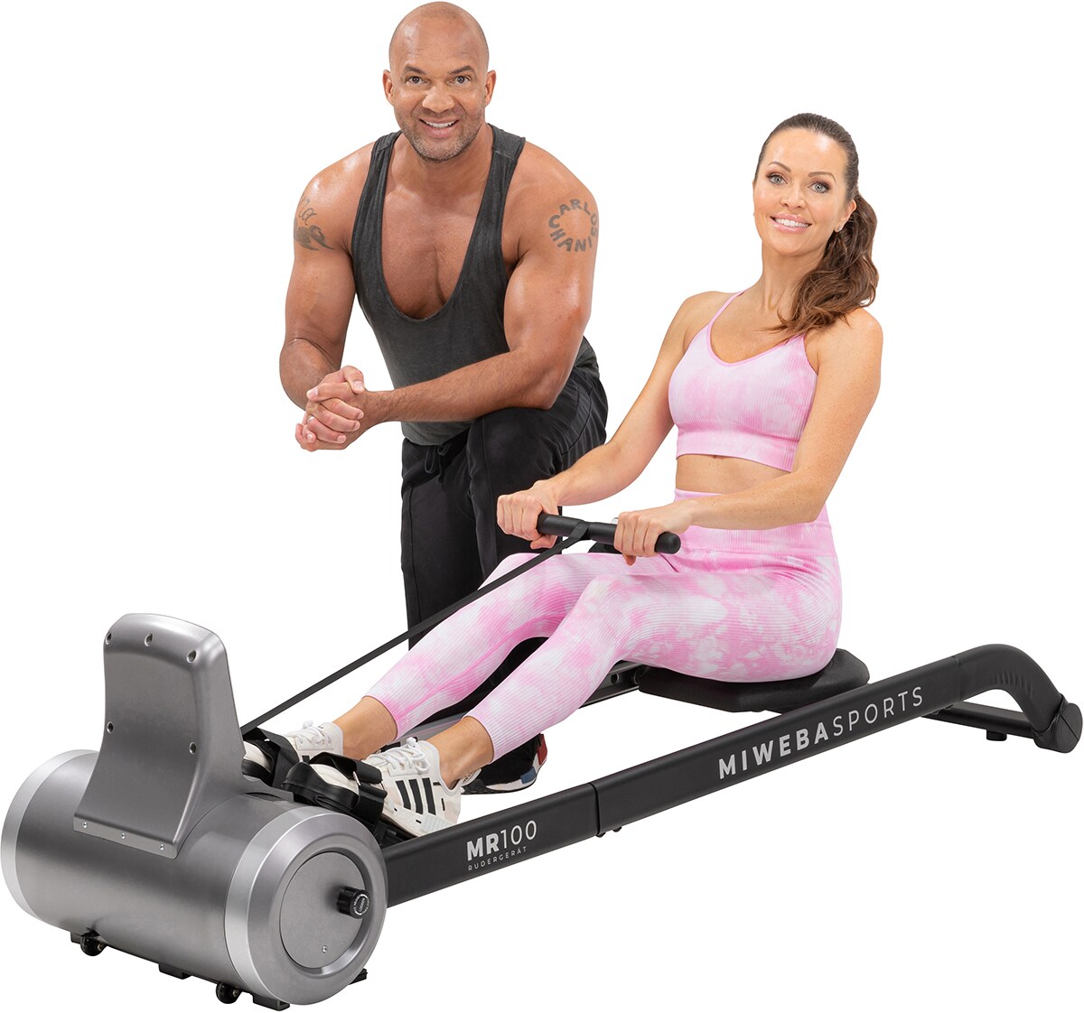 Miweba Sports Rudergerät MR100, Rudermaschine kompakt, Schaumstoff-Sitz, Display, Magnetbremse (Grau)