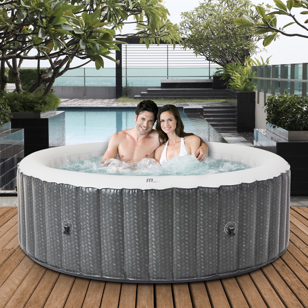 Miweba MSpa Whirlpool Comfort Ottoman C-OM061, Whirlpool aufblasbar in Rattan-Optik, 6 Personen - Bild 1