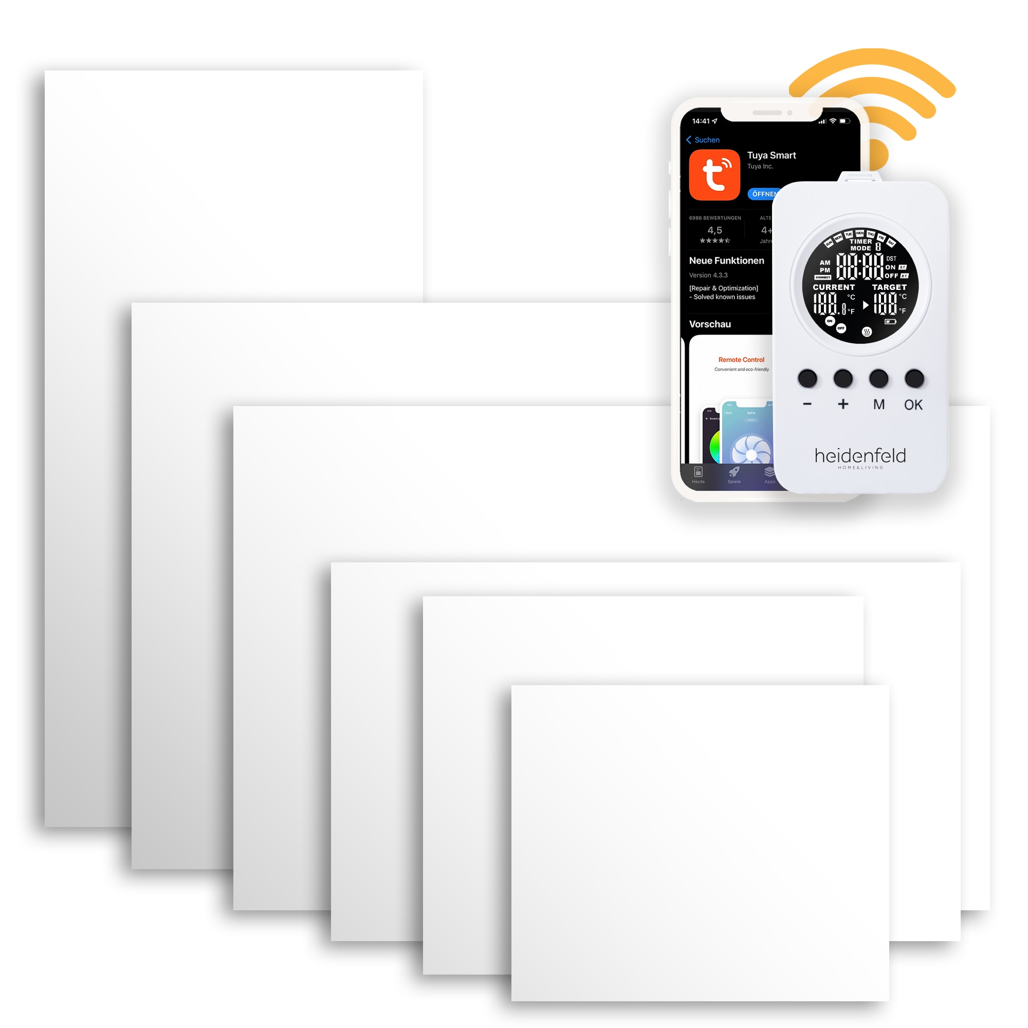 Heidenfeld Infrarotheizung HF-HP130, 10J Garantie, rahmenloses Design, Wand- und Deckenmontage (300 Watt) - Bild 1