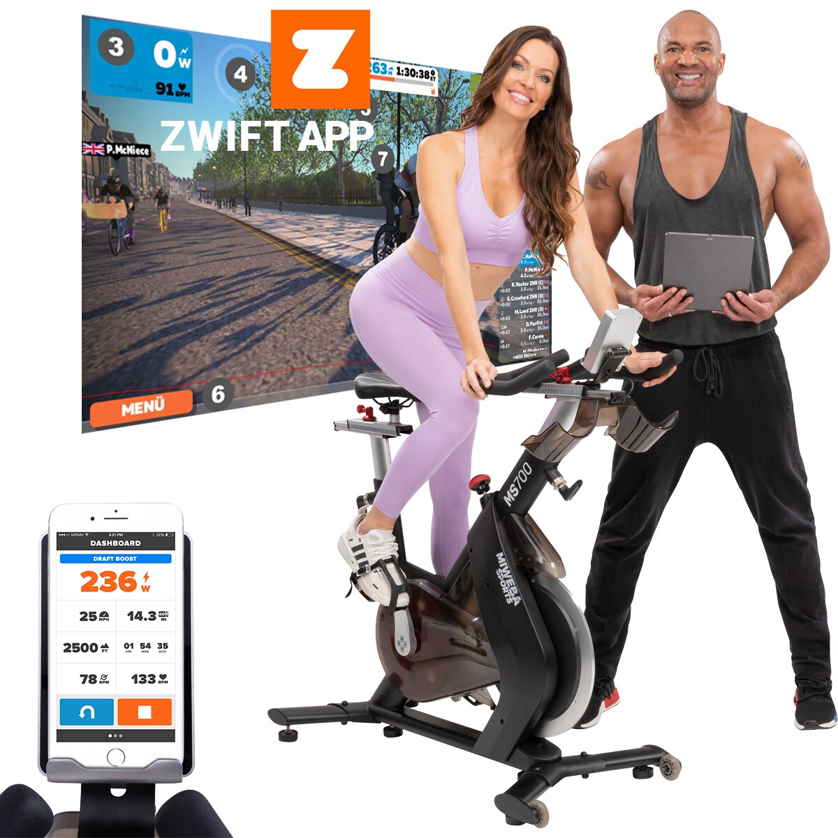 Miweba Sports Pro-Speedbike MS700, 20 kg Schwungrad, Flaschenhalter, SPD-Klickpedale, App kompatibel - Bild 1