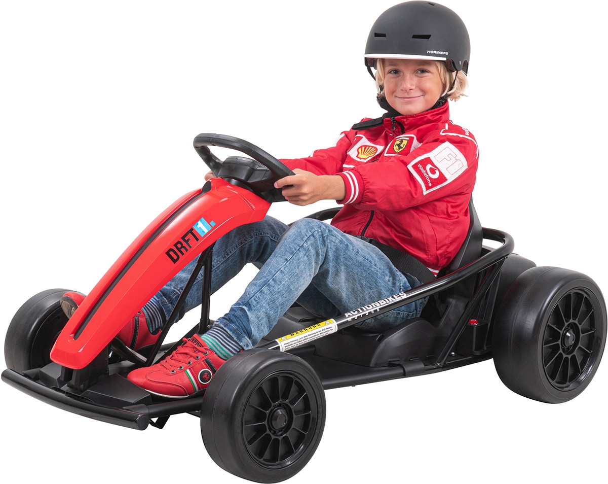Drift-Kart SX1968, Drift-Scooter Go-Kart 700 Watt, EVA-Weichgummireifen vorne, Bremsautomatik (Rot) - Bild 1