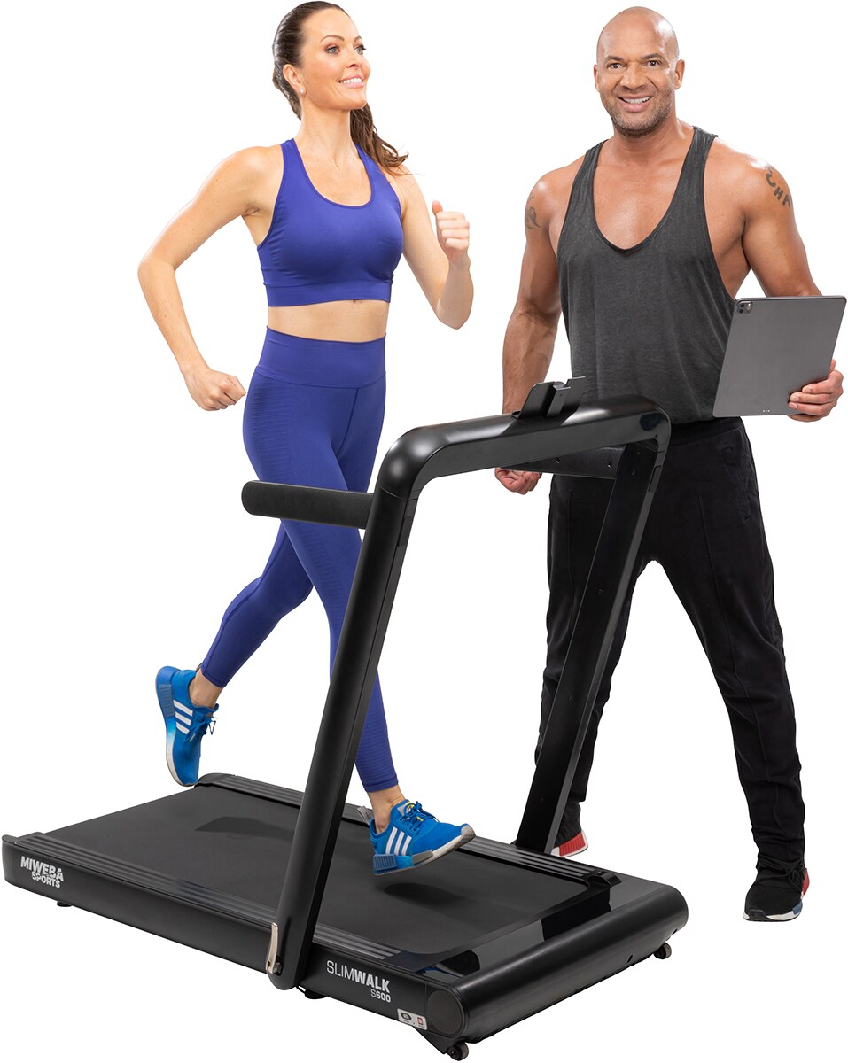 Miweba Sports Laufband SlimWalk S600, flaches Design, klappbar, Fernbedienung, Touch-Display, 4,5 PS (Schwarz) - Bild 1