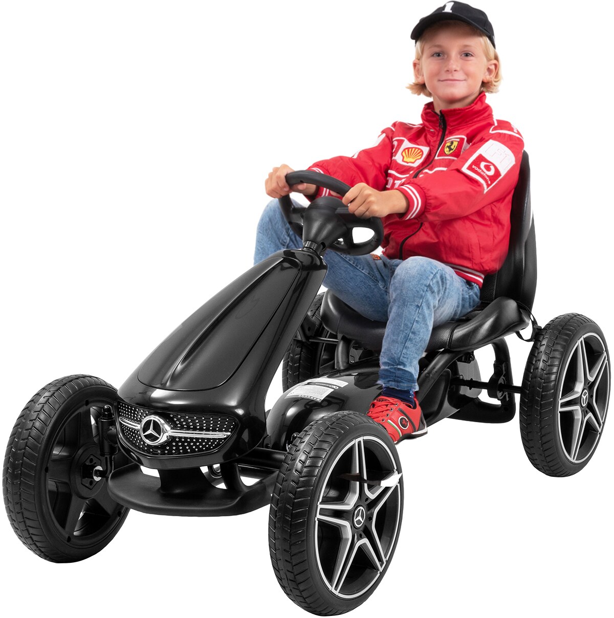Go-Kart Mercedes-Benz Dreamkart, Lizenziertes Tretauto, Kettenantrieb, Freilauf, Metallrahmen, XM610 (Schwarz) - Bild 1