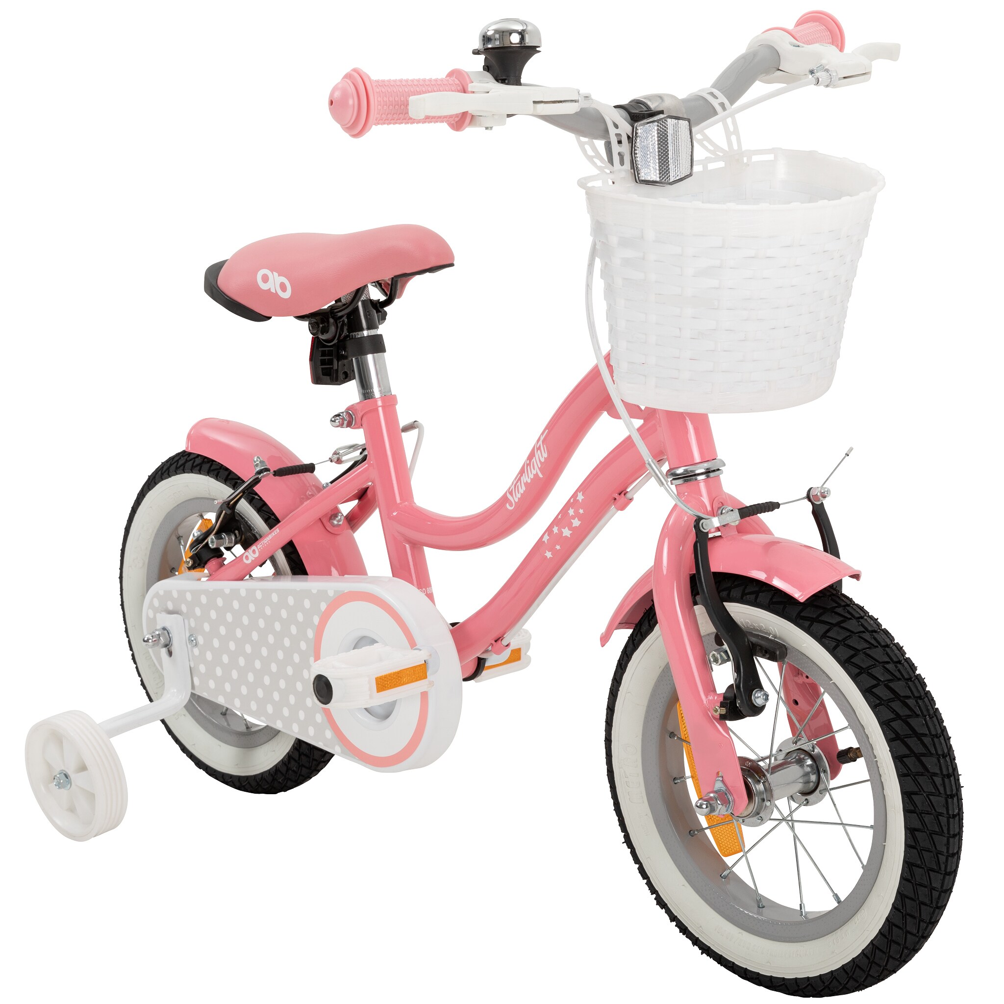 Actionbikes Kinderfahrrad Starlight 12 Zoll, Rosa, St&uuml;tzr&auml;der, Fahrradkorb, Klingel, Kettenschutz (Classic) - Bild 1