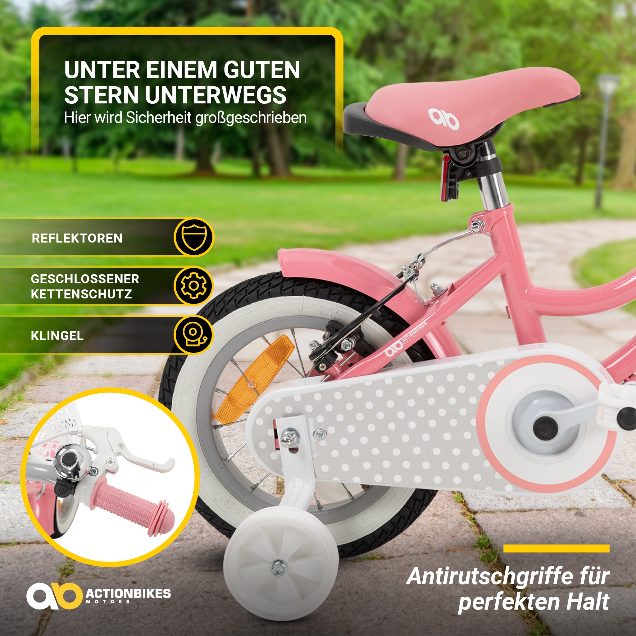 Actionbikes Kinderfahrrad Starlight 12 Zoll, Rosa, Sttzrder, Fahrradkorb,  Klingel, Kettenschutz (Classic) online kaufen bei Netto