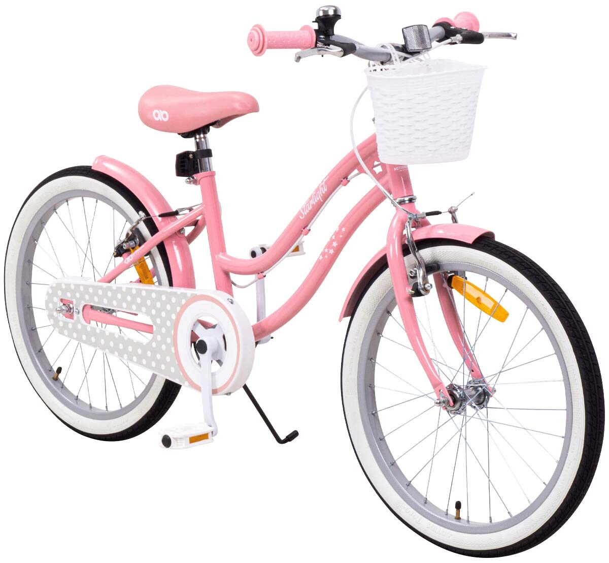 Actionbikes Kinderfahrrad Starlight 20 Zoll, Rosa, Fahrradständer, Korb, Klingel, Kettenschutz (Classic)