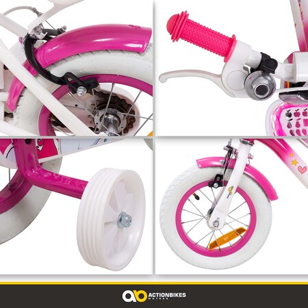 Actionbikes Kinderfahrrad Unicorn 12 Zoll, Pink, Einhorn-Design,  Puppensitz, Stützräder, Fahrradkorb online kaufen bei Netto