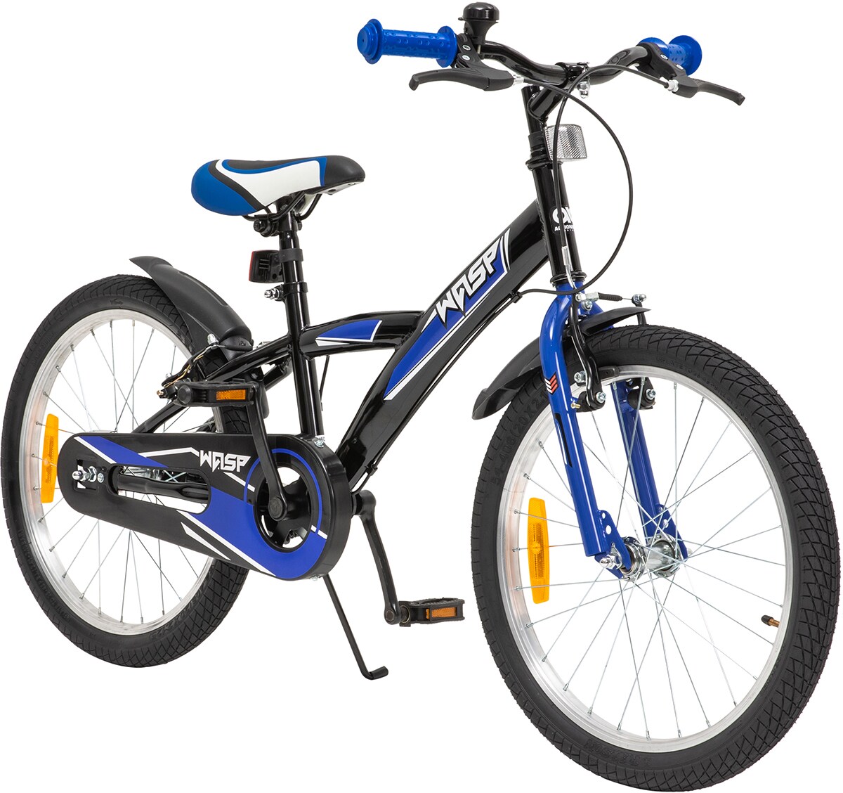 Actionbikes Kinderfahrrad Wasp 20 Zoll, Fahrradst&auml;nder, Schutzbleche, verstellbar, V-Brake-Bremsen (Schwarz-Blau) - Bild 1