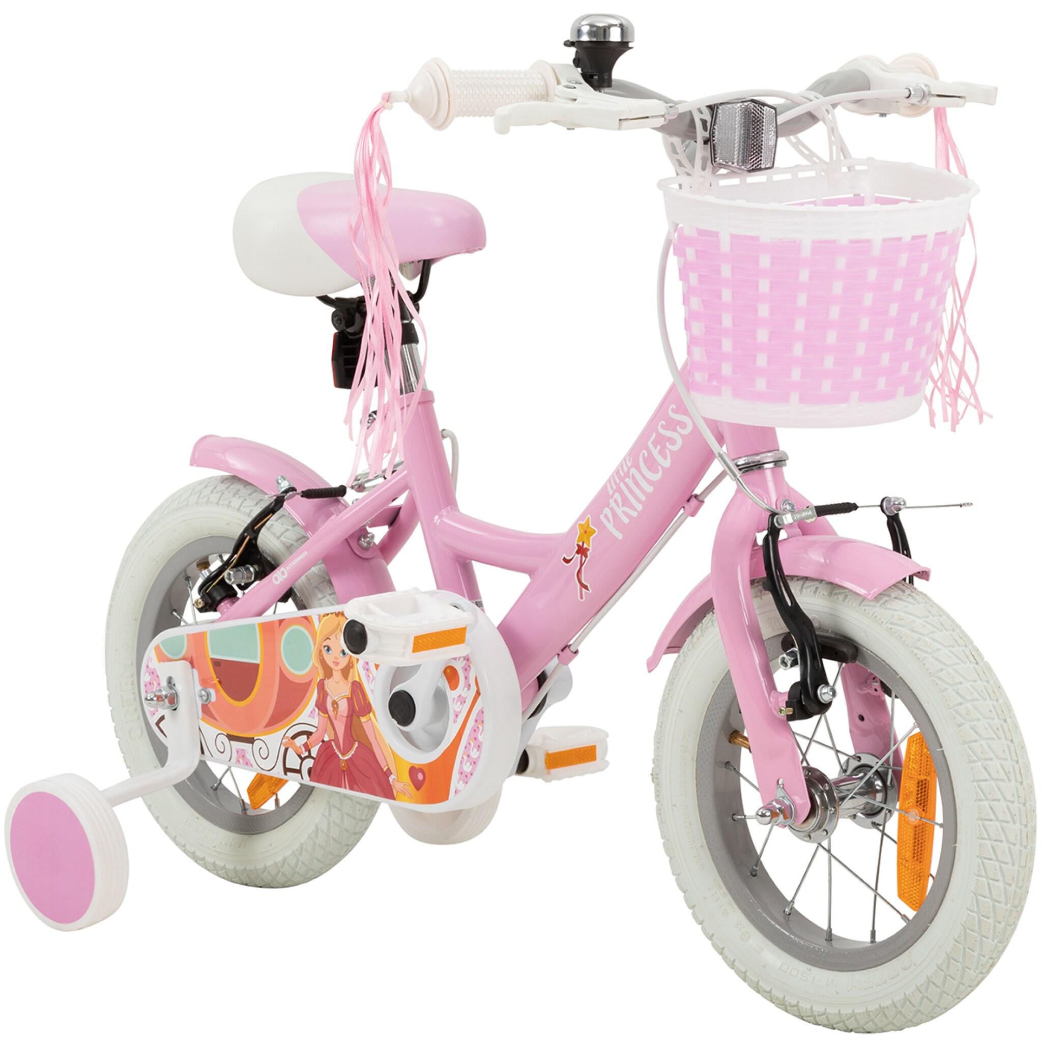 Actionbikes Kinderfahrrad Princess, 12 Zoll, rosa, V-Brake-Bremsen, Prinzessinnen-Design, St&uuml;tzr&auml;der - Bild 1