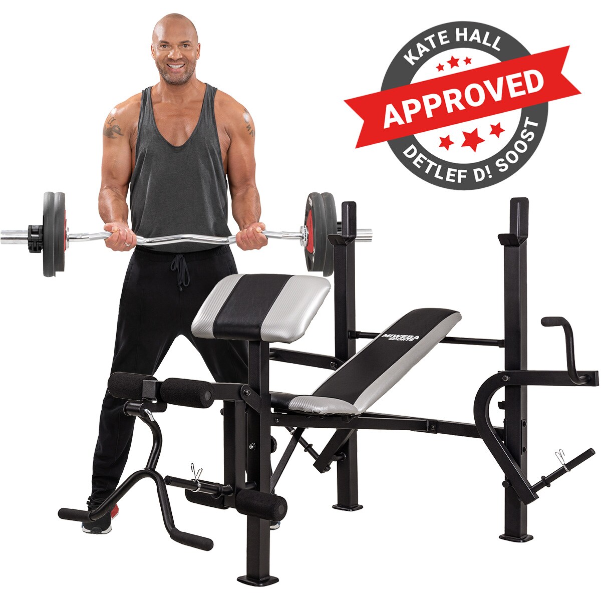 Miweba Sports 40in1-Hantelbank MB500 Pro, H&ouml;henverstellbar mit R&uuml;ckenpolster und  Anti-Rutsch-Griffen - Bild 1