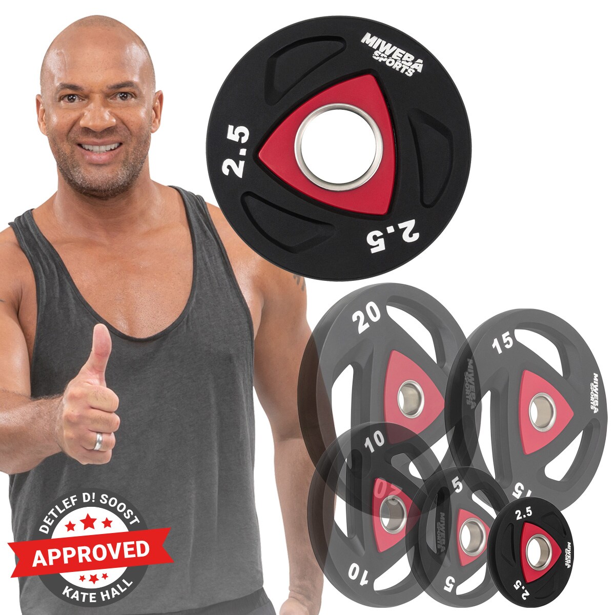 Miweba Sports Hantelscheiben Olympia, &Oslash; 50/51 mm, 2er-Set, 2,5-20 kg, Hantel-Gewichte aus Stahl (2x 2,5 Kg) - Bild 1