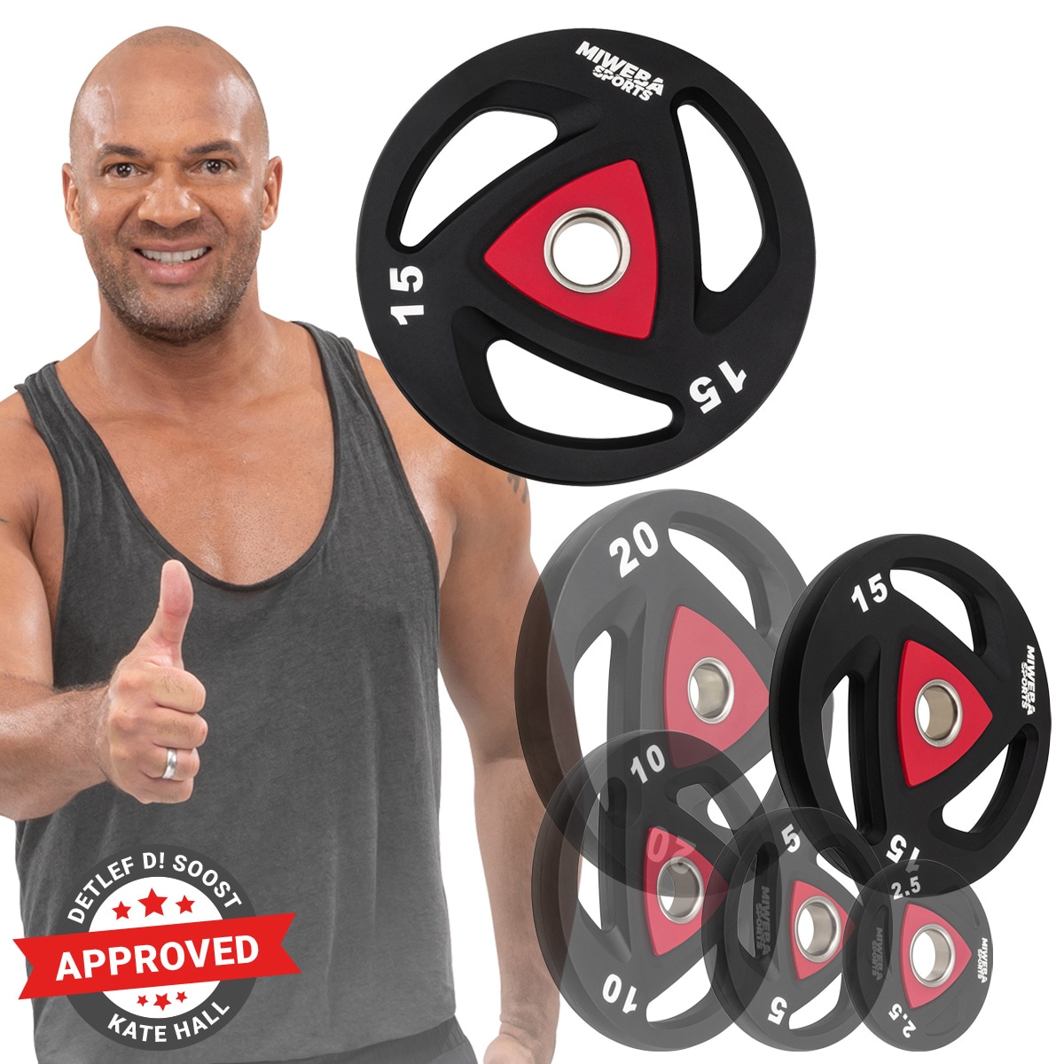 Miweba Sports Hantelscheiben Olympia, &Oslash; 50/51 mm, 2er-Set, 2,5-20 kg, Hantel-Gewichte aus Stahl (2x 15,0 Kg) - Bild 1