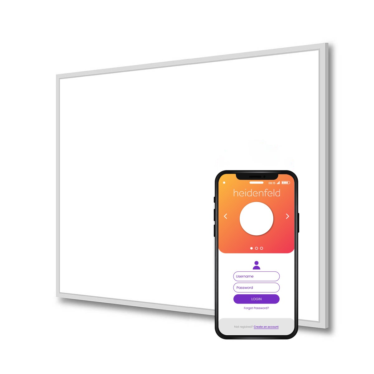 Heidenfeld Infrarotheizung HF-HP106-2, Infrarot-Heizk&ouml;rper mit App, 300-1200 Watt, Wand und Decke (300 Watt) - Bild 1