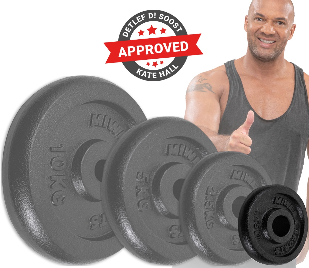 Miweba Sports Hantelscheiben HSG12, 4x 1,25 kg Hantel-Gewichte, passend f&uuml;r &Oslash; 30mm, Set, Gusseisen - Bild 1