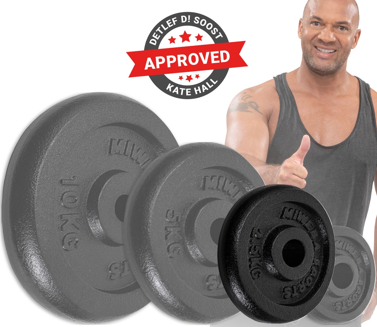 Miweba Sports Hantelscheiben HSG25, 4x 2,5 kg Hantel-Gewichte, passend f&uuml;r &Oslash; 30mm, Set, Gusseisen - Bild 1