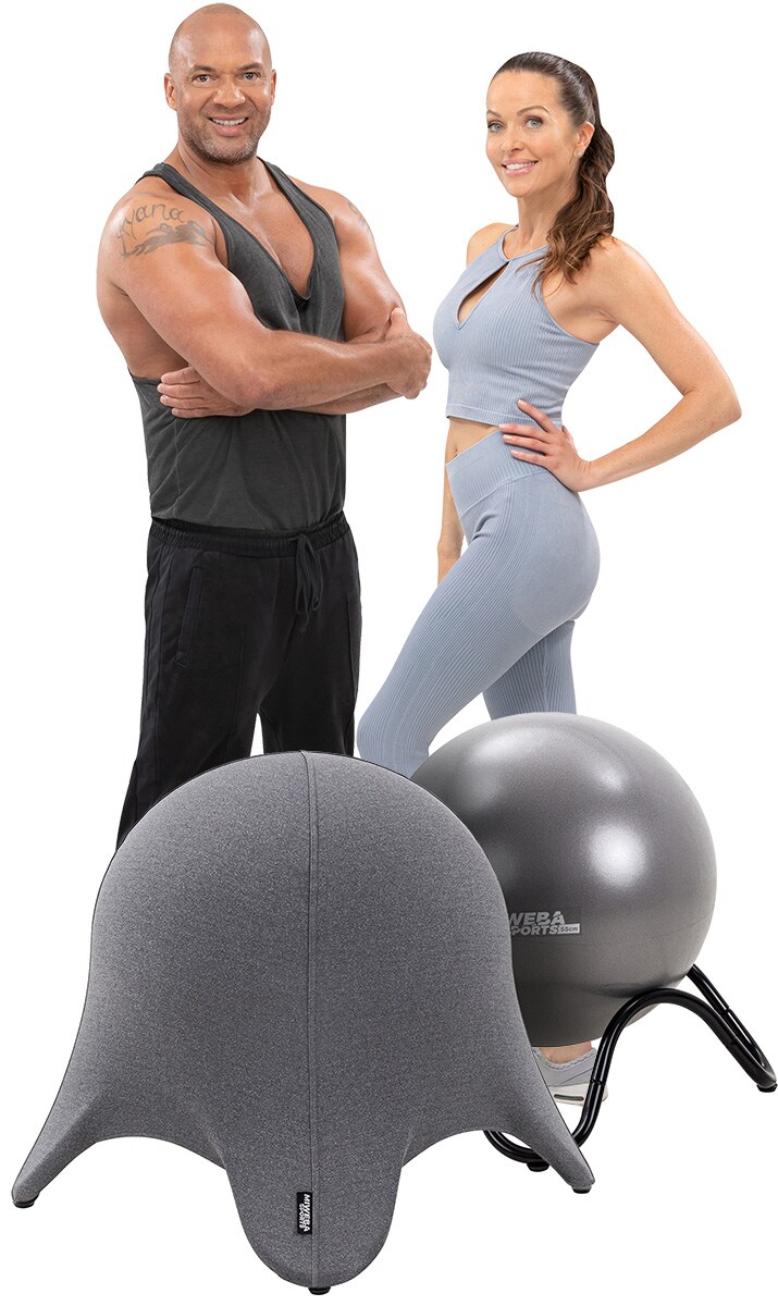 Miweba Sports Ballstuhl Starfish, Sitzball-Stuhl, Gymnastikball, PVC, Metall-Gestell, Stoff-&Uuml;berzug (Grau) - Bild 1