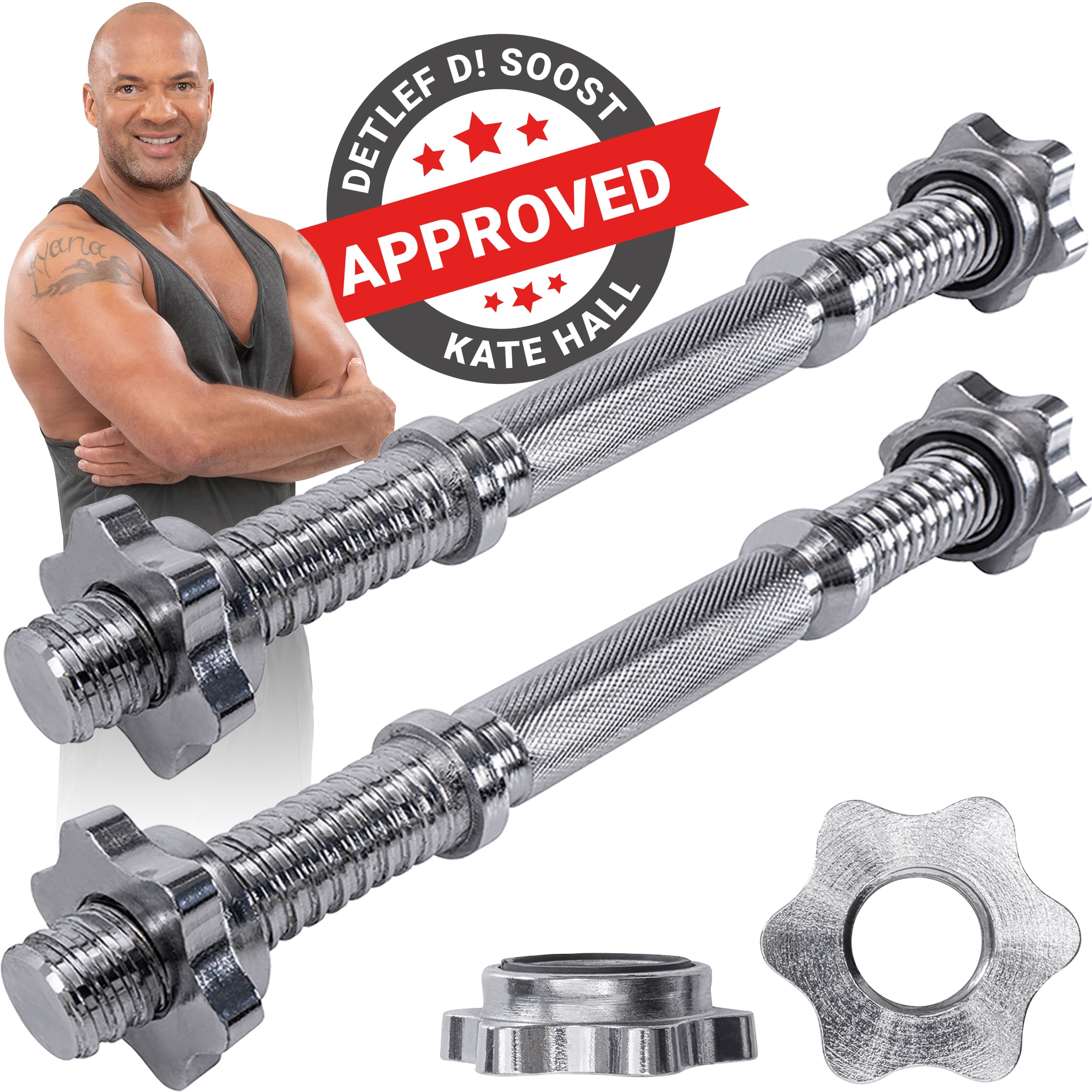 Miweba Sports Kurzhantelstange KH100, Sternverschluss, 35cm, &Oslash;30mm, bis 40 kg, Stahl, 2er-Set (2 St&uuml;ck) - Bild 1