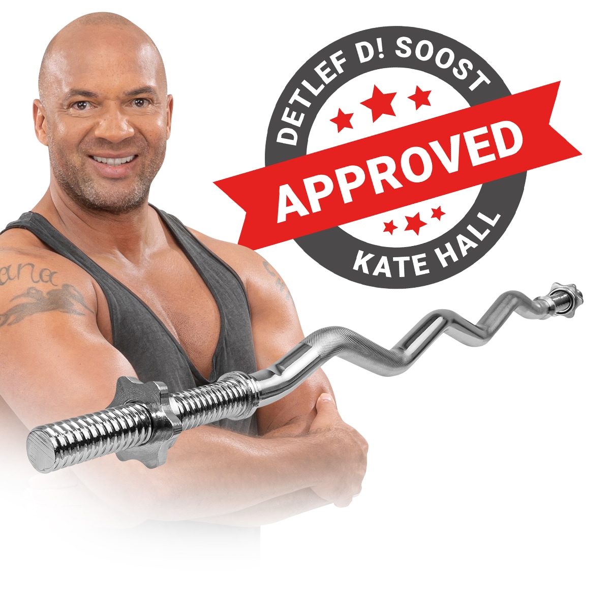 Miweba Sports SZ-Stange CS100, Sternverschluss, 120cm, &Oslash; 30mm, Curlstange aus Stahl, bis 230 kg (30 mm) - Bild 1