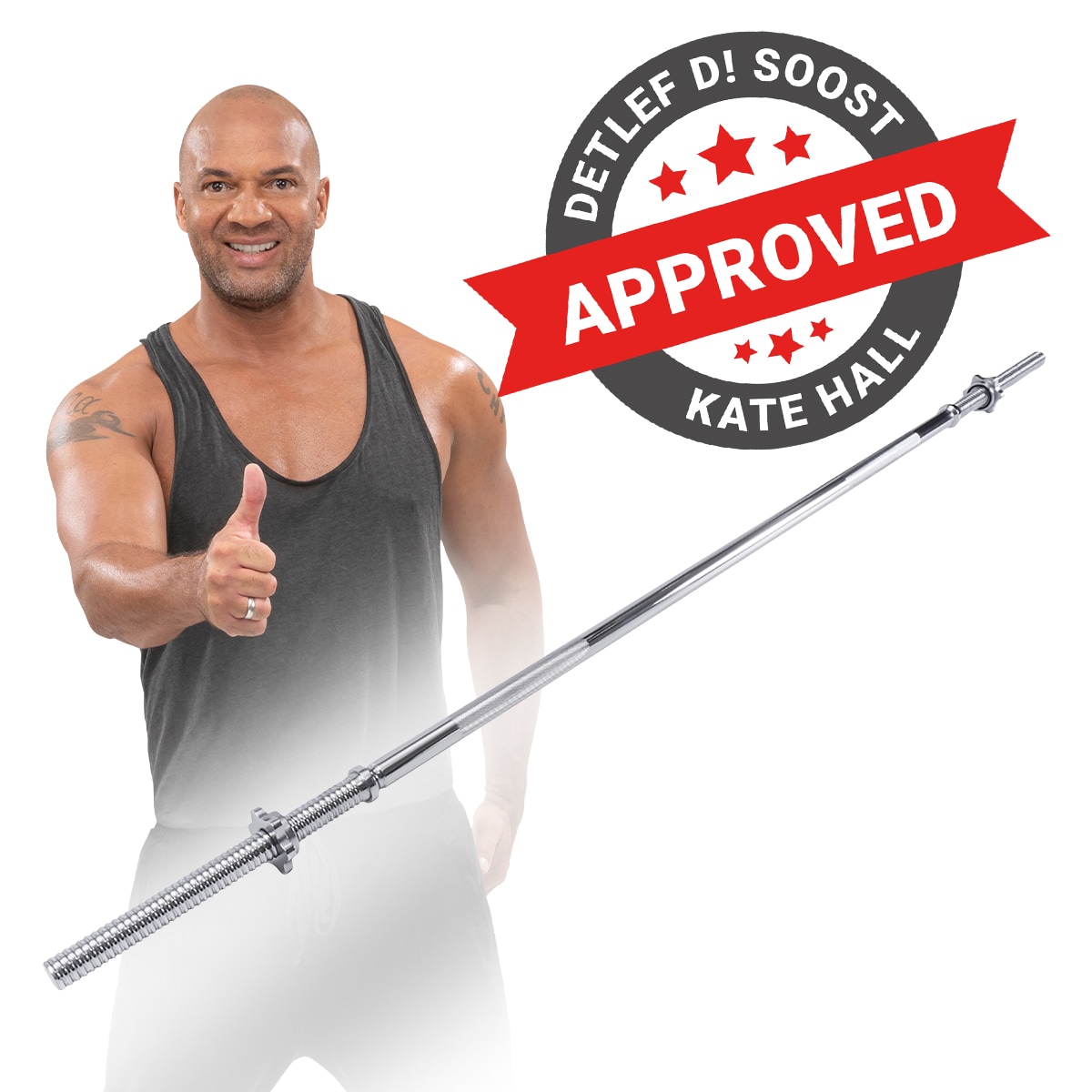 Miweba Sports Langhantelstange LH400, Sternverschluss, 180 cm, &Oslash;30mm, bis 230 kg, Stahl-Hantelstange - Bild 1