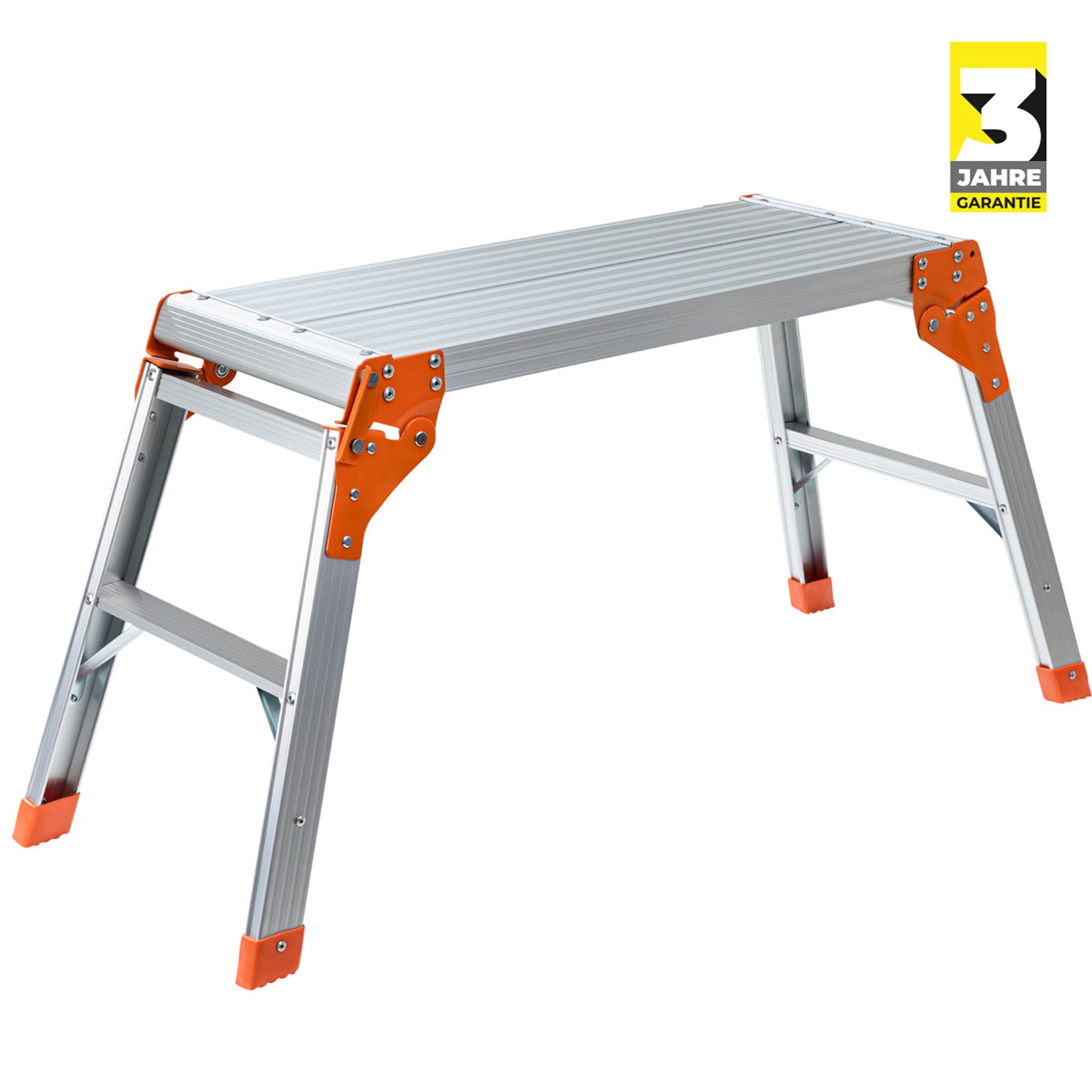 Craftfull Arbeitsplattform CF-107A, klappbar, Sicherheitsbügel, Arbeitspodest aus Aluminium, 150 kg (Silber/Orange)