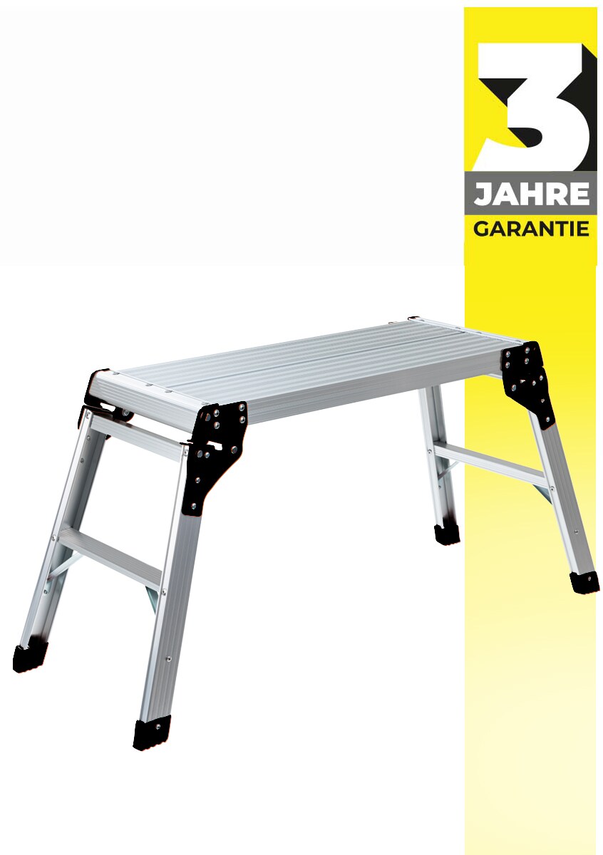 Craftfull Arbeitsplattform CF-107A, klappbar, Sicherheitsbügel, Arbeitspodest aus Aluminium, 150 kg (Silber/Schwarz) | 04056551245748