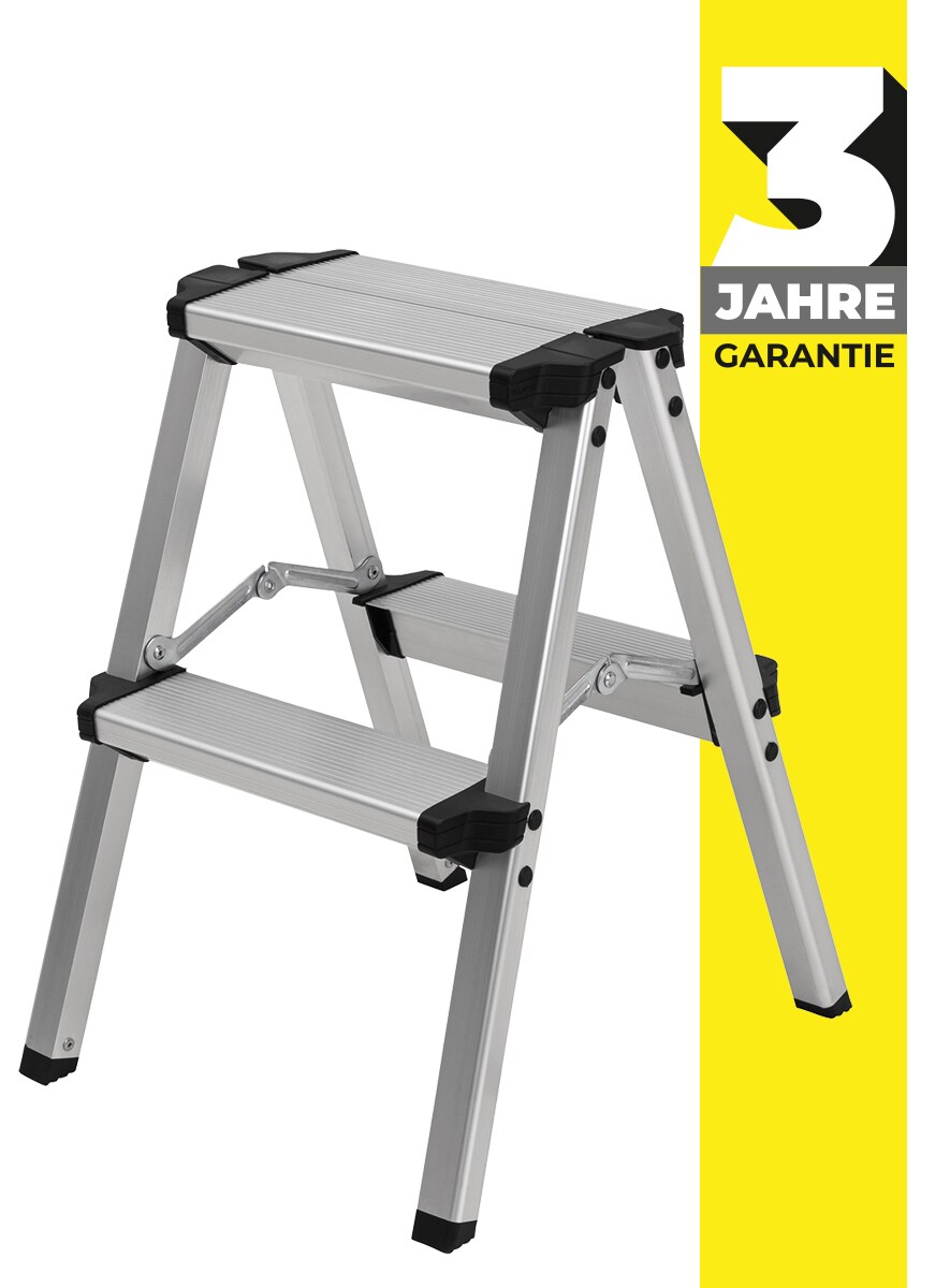 Craftfull Trittleiter CF-131A, 2-5 Stufen, Doppel-Klapptritt aus Aluminium, Anti-Rutsch, klappbar (2 x 2 Stufen) - Bild 1
