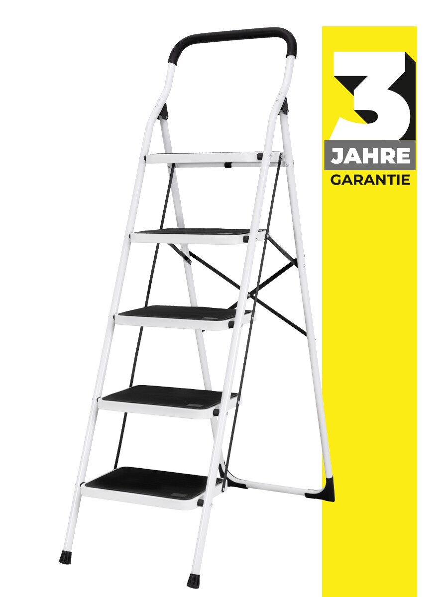 Craftfull Klapptritt CF-132A, Anti-Rutsch-Trittfläche und -füße, 2-5 Stufen, Haltebügel geschwungen (5 Stufen) | 04056551206381