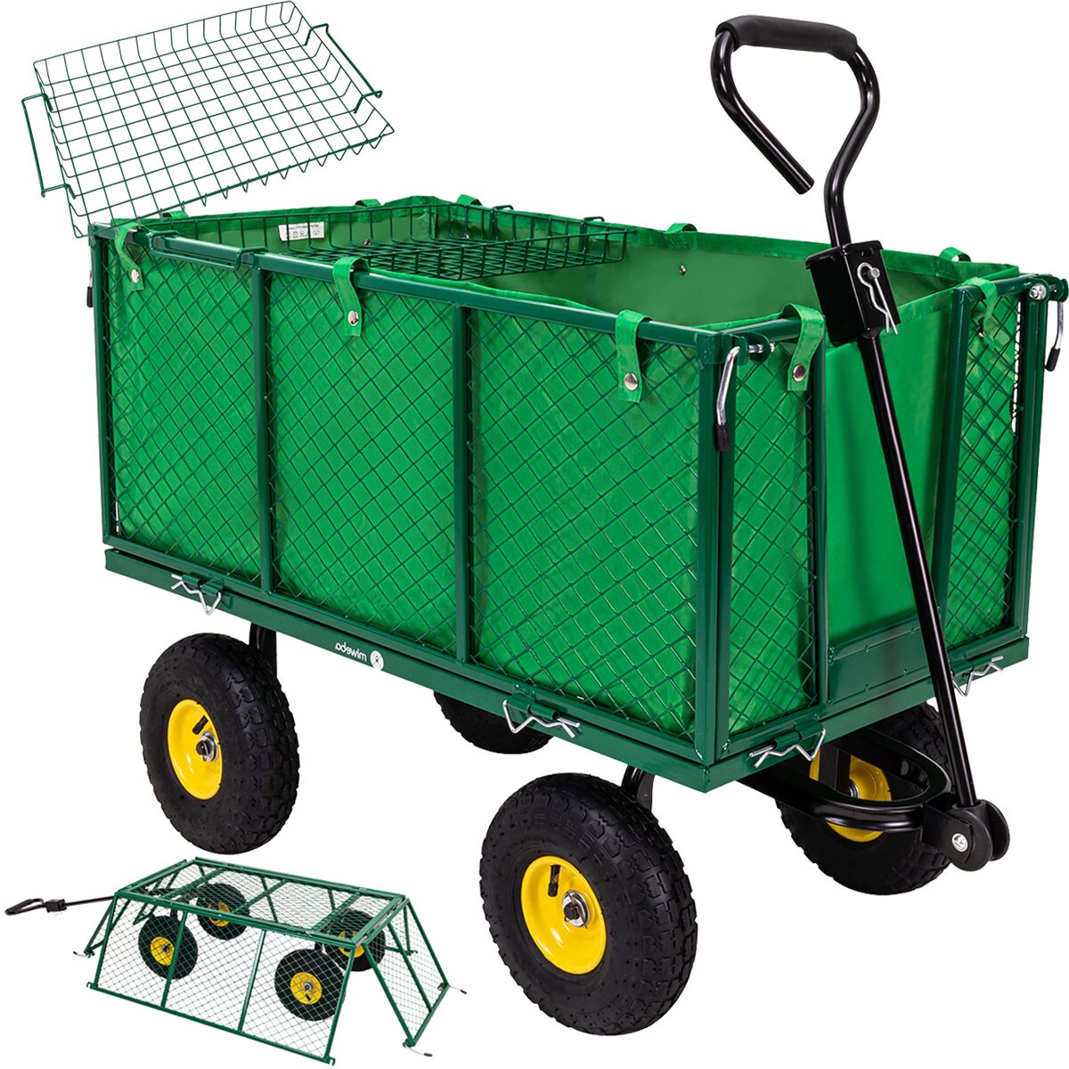 Miweba Bollerwagen MB-550, klappbare Seitenw&auml;nde, Zuladung bis 550 kg, abnehmbare Polyesterplane (Gr&uuml;n) - Bild 1