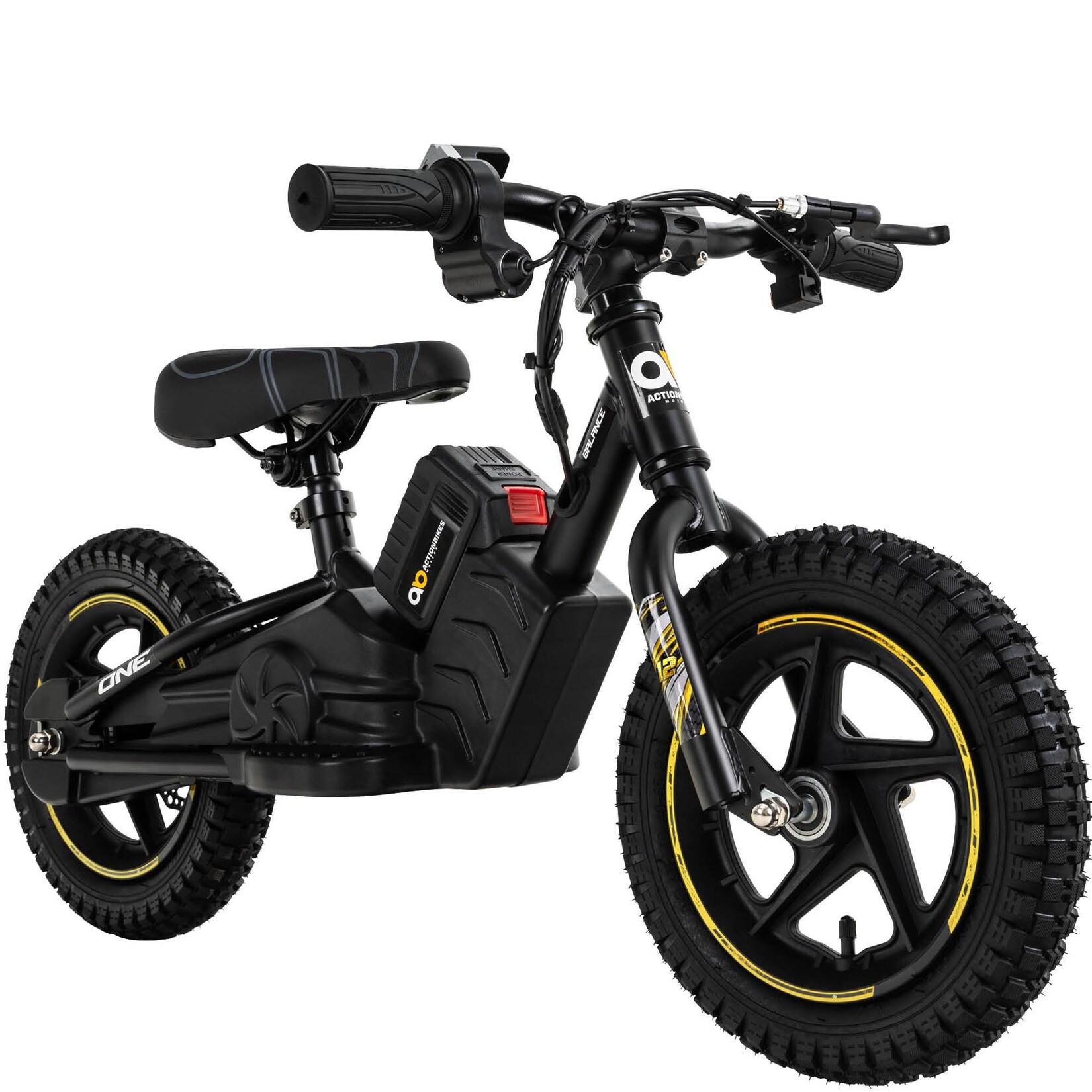 Elektro-Laufrad, 12 Zoll, Kinder-Balance-Bike m. 250 Watt, Scheibenbremsen, 3 Geschwindigkeitsstufen (Gelb) | 04056551236784