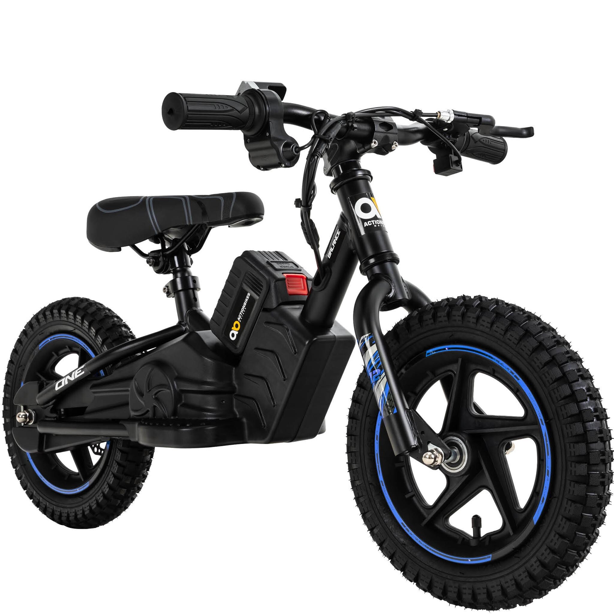 Elektro-Laufrad, 12 Zoll, Kinder-Balance-Bike m. 250 Watt, Scheibenbremsen, 3 Geschwindigkeitsstufen (Blau) - Bild 1