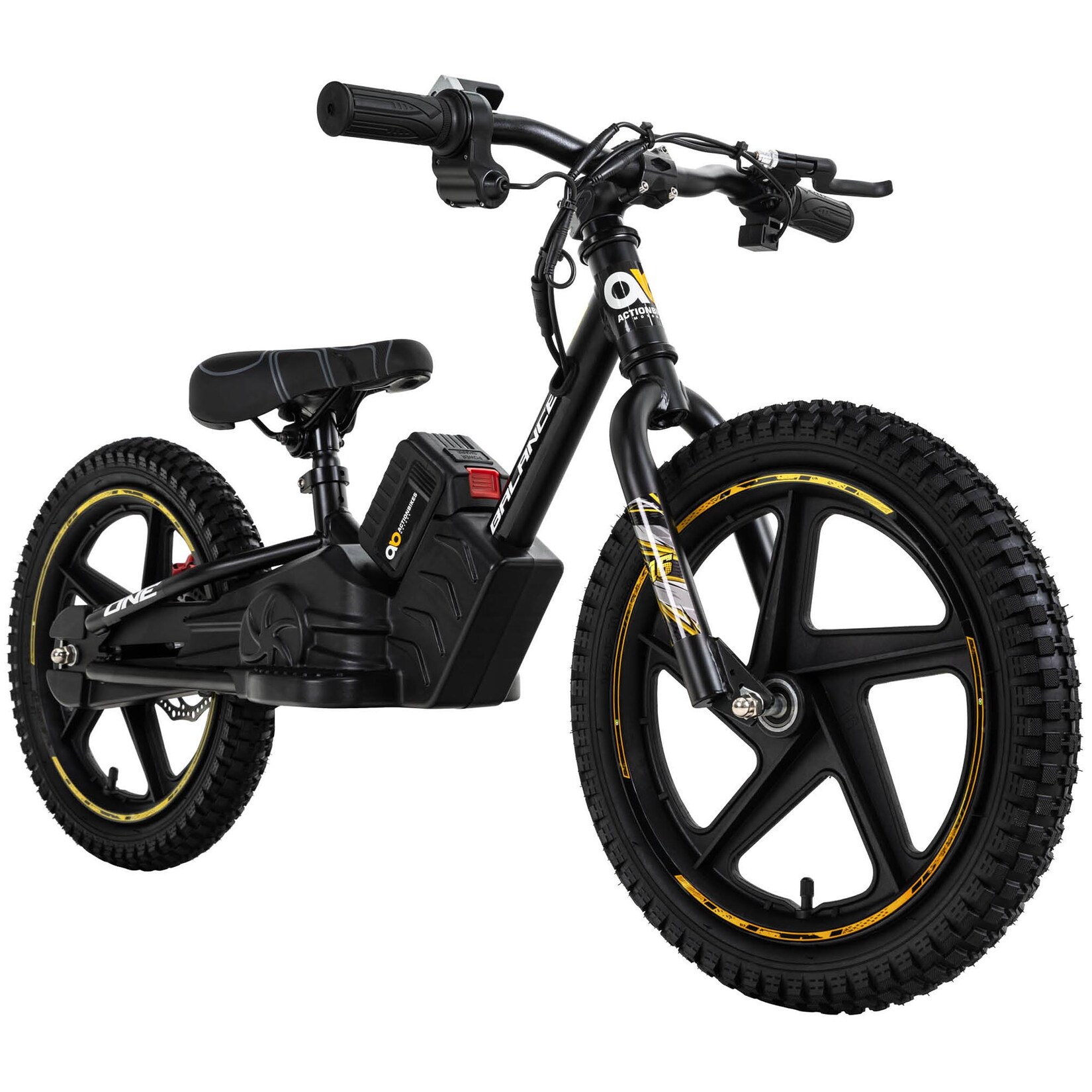 Elektro-Laufrad, 16 Zoll, Kinder-Balance-Bike m. 250 Watt, Scheibenbremsen, 3 Geschwindigkeitsstufen (Gelb) | 04056551236807