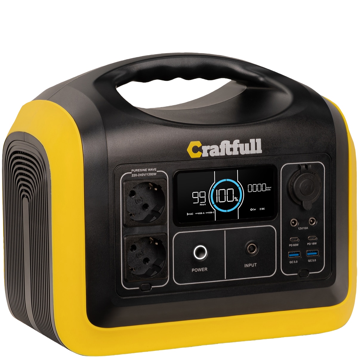 Craftfull Powerstation Adventure CP-1200, 992 Wh, 1200 Watt, tragbar, Lithium-Akku, Steckdosen, USB - Bild 1