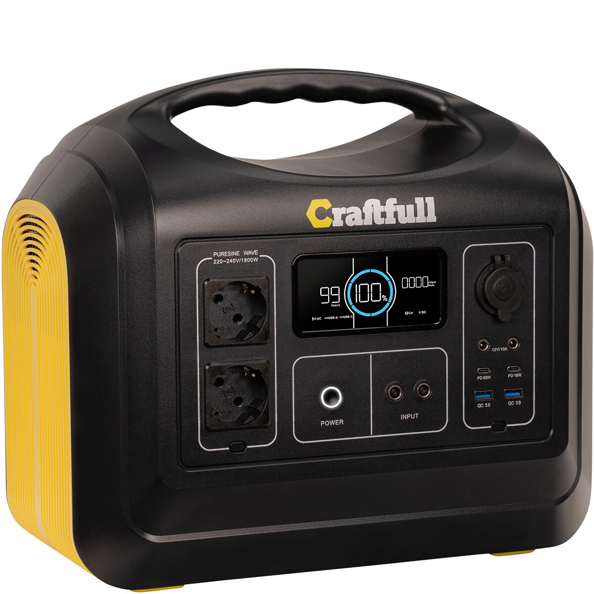 Craftfull Powerstation Adventure CP-1800, 1488 Wh, 1800 Watt, tragbar, Lithium-Akku, Steckdosen, USB - Bild 1