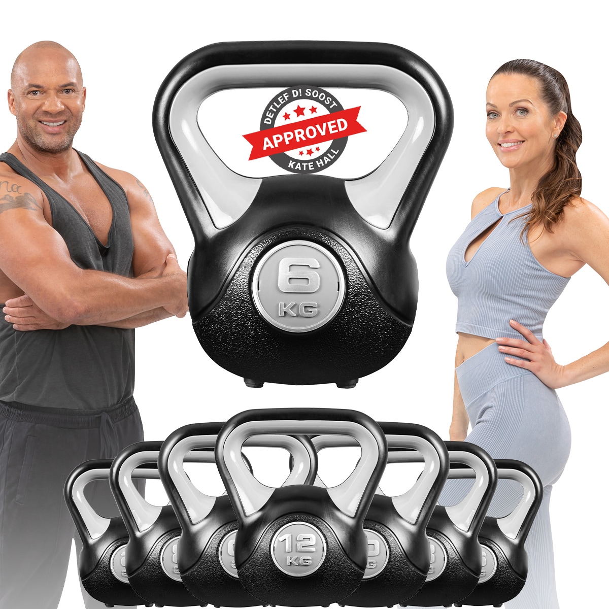 Miweba Sports Kettlebell KB200, Kunststoff-Kugelhantel, 4-12 kg, Anti-Rutsch-Griff, Hartgummif&uuml;&szlig;e (6,0 kg) - Bild 1