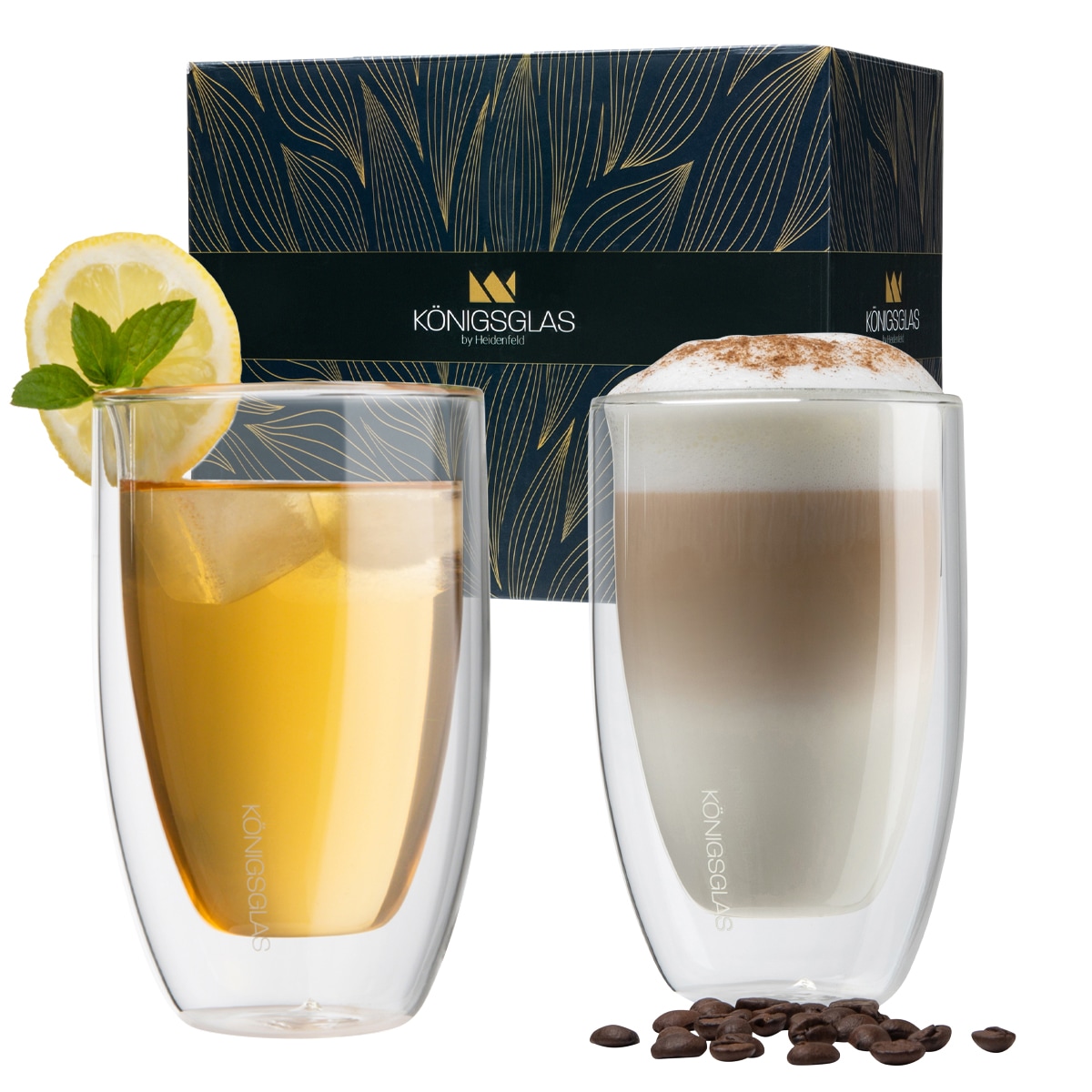 K&ouml;nigsglas Macchiato, Latte Macchiato-Gl&auml;ser by Heidenfeld, 300 ml, Set, doppelwandig, handgefertigt (2er Set) - Bild 1