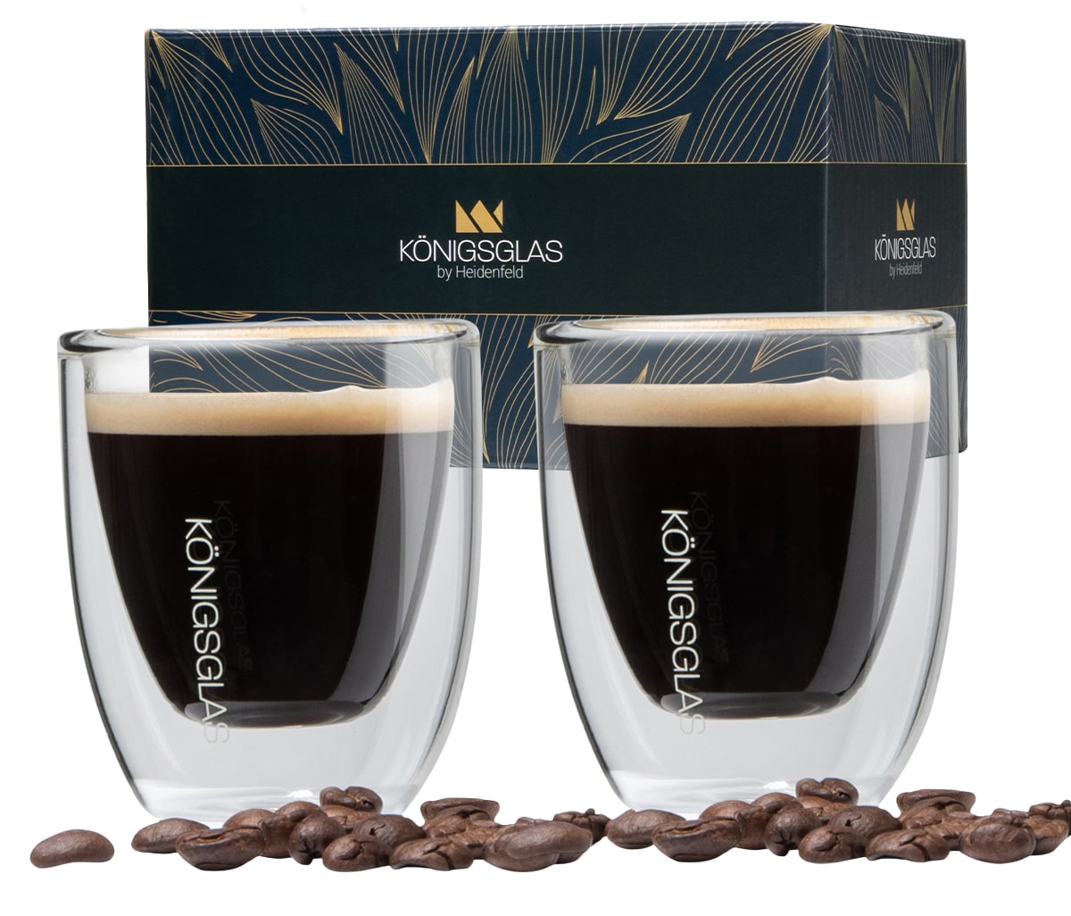 K&ouml;nigsglas Espresso, Espressogl&auml;ser by Heidenfeld, 80 ml, 2er/4er-Set, doppelwandig, handgefertigt (2er Set) - Bild 1