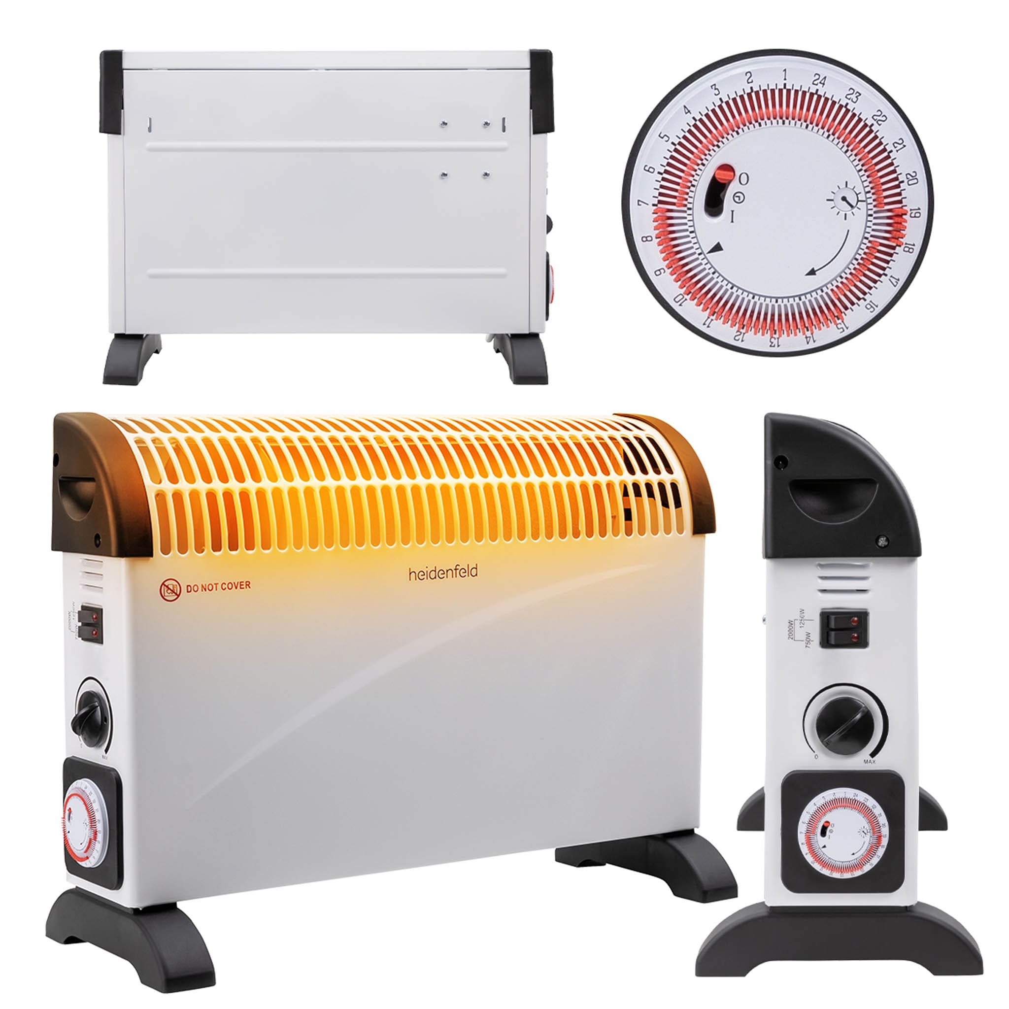 Heidenfeld Konvektorheizung HL200, 750-2000 Watt, verschiedene Heizstufen, Tragegriffe, bis 25 m&sup2; (Classic) - Bild 1