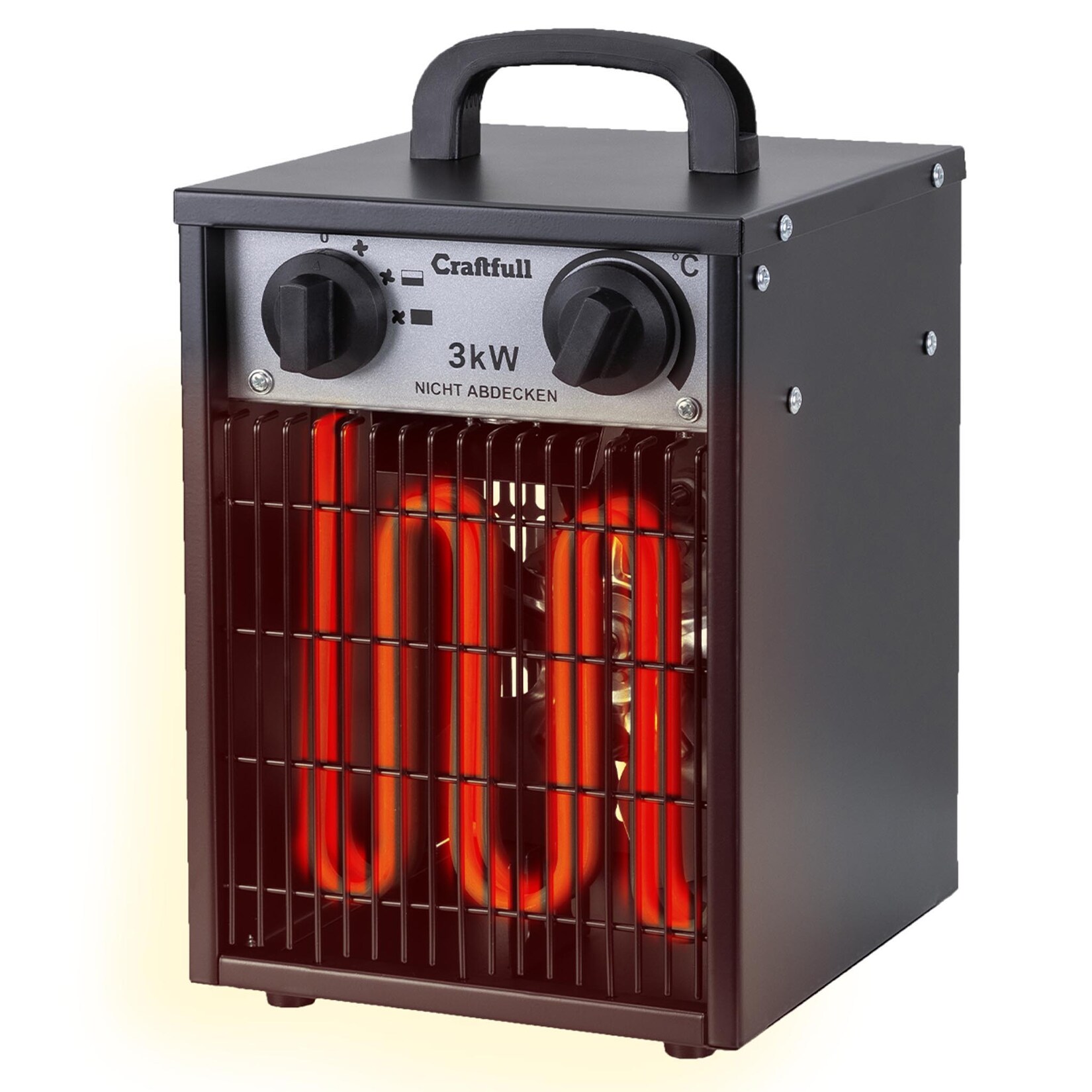 Craftfull Elektro-Heizlüfter HL200, 2000/3000 Watt, Überhitzungsschutz, Thermostat, Griff, Stahl (3000 Watt) | 04056551244321